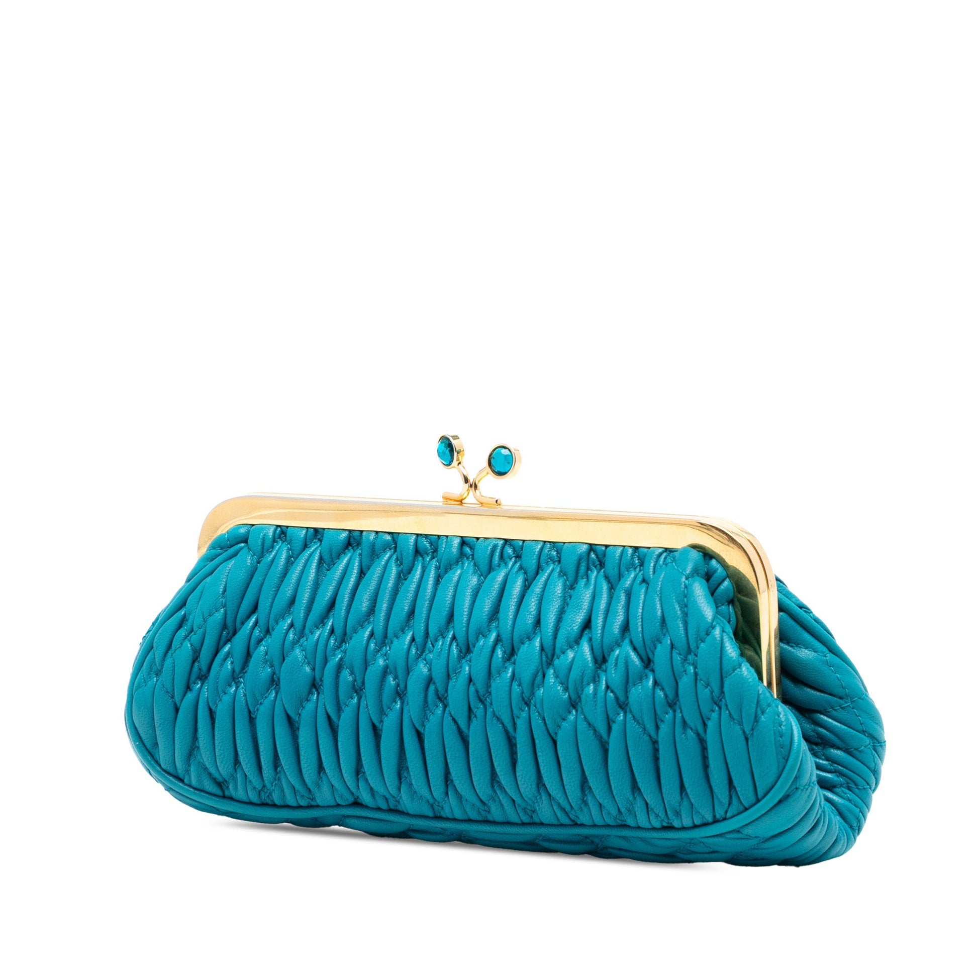 Miu Miu Matelasse Nappa Kiss Lock Frame Clutch