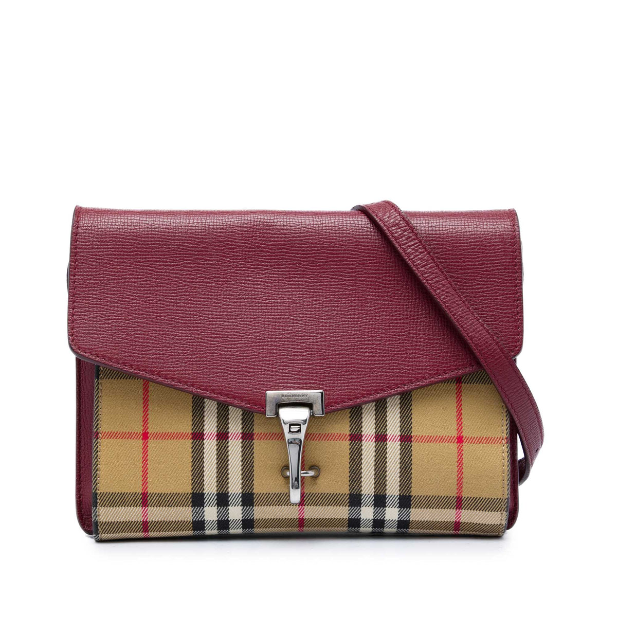 Burberry Small Leather and House Check Canvas Derby Macken Crossbody
