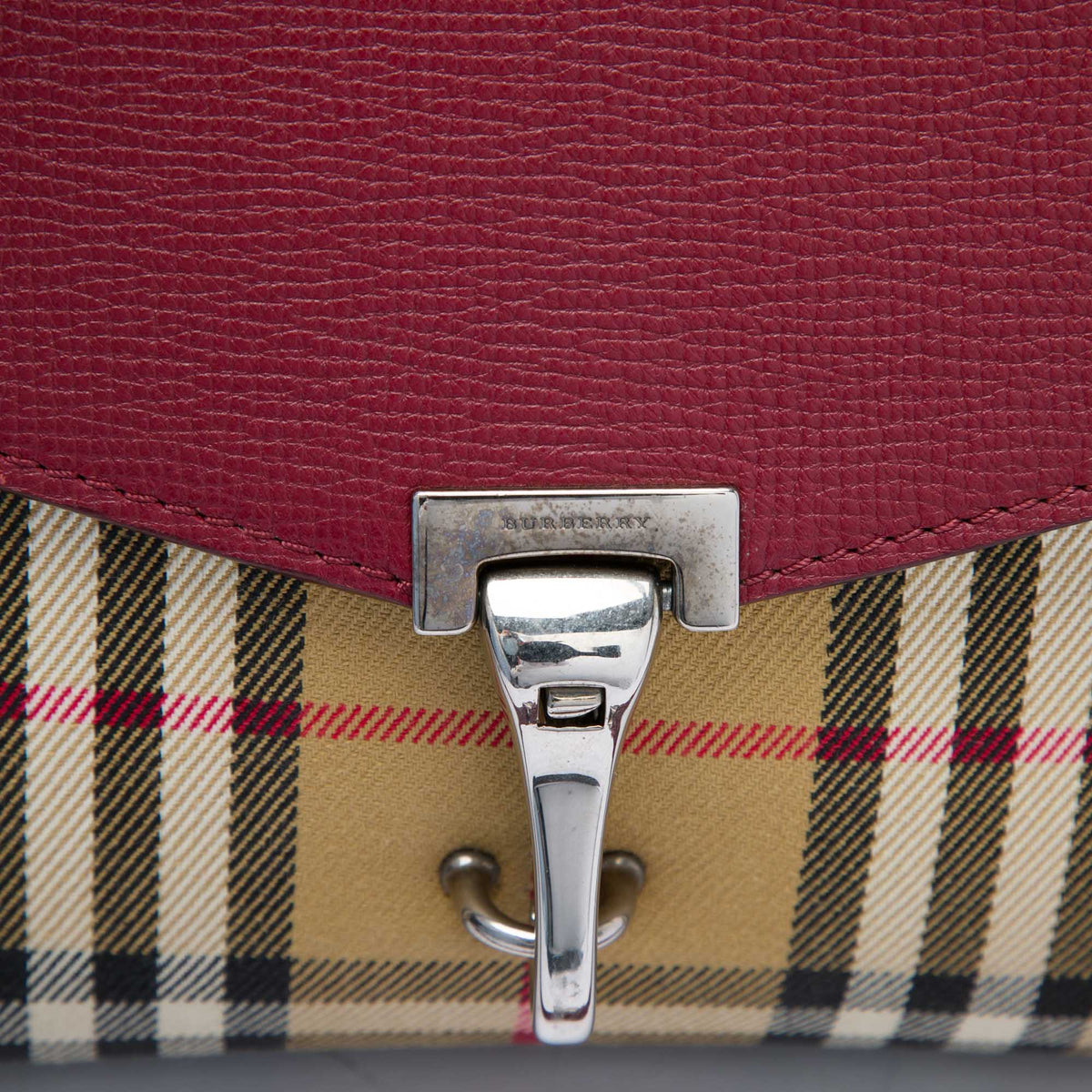 Burberry Small Leather and House Check Canvas Derby Macken Crossbody