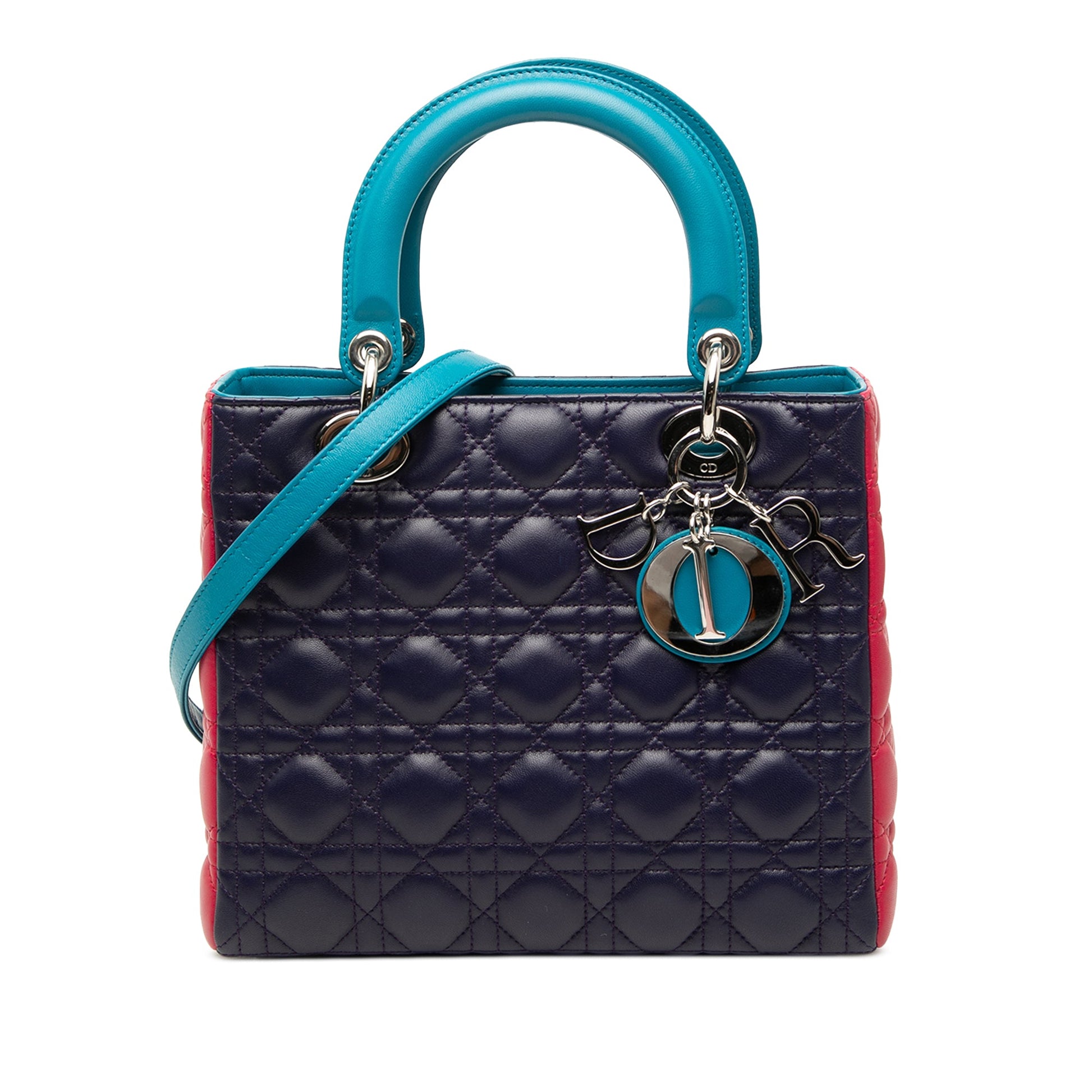 Dior Medium Tricolor Lambskin Cannage Lady Dior