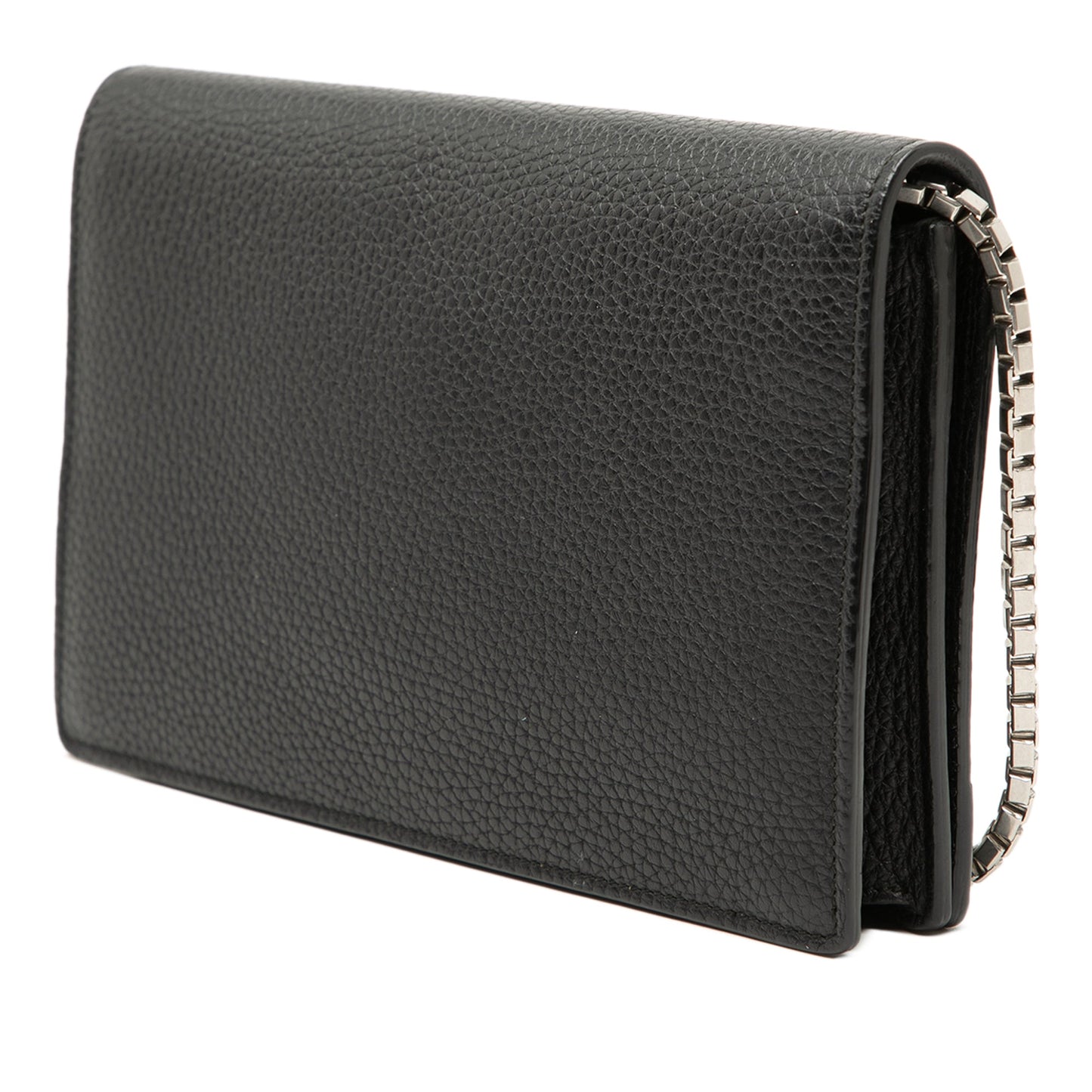 Balenciaga Calfskin Metal Plate City Wallet on Chain