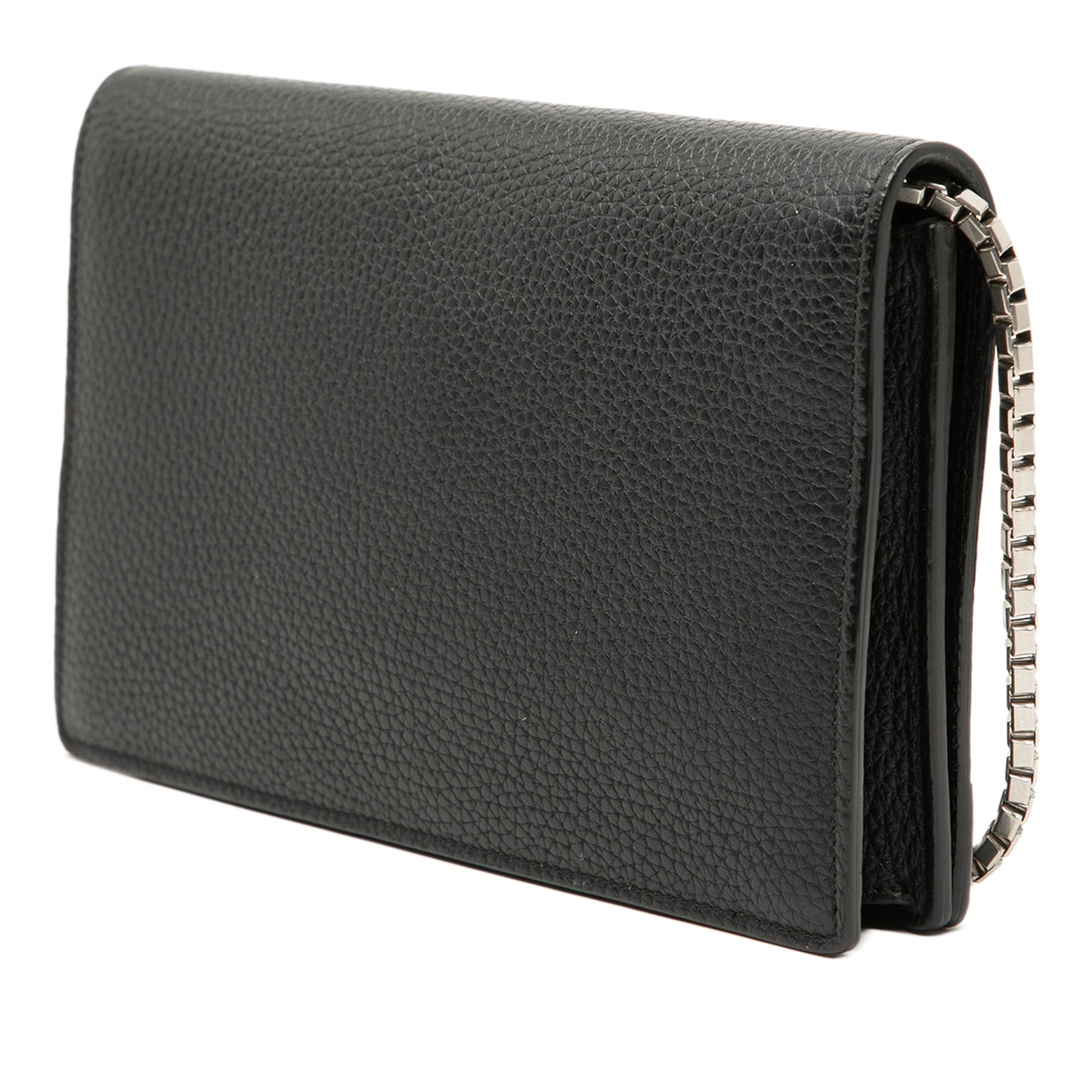 Balenciaga Calfskin Metal Plate City Wallet on Chain