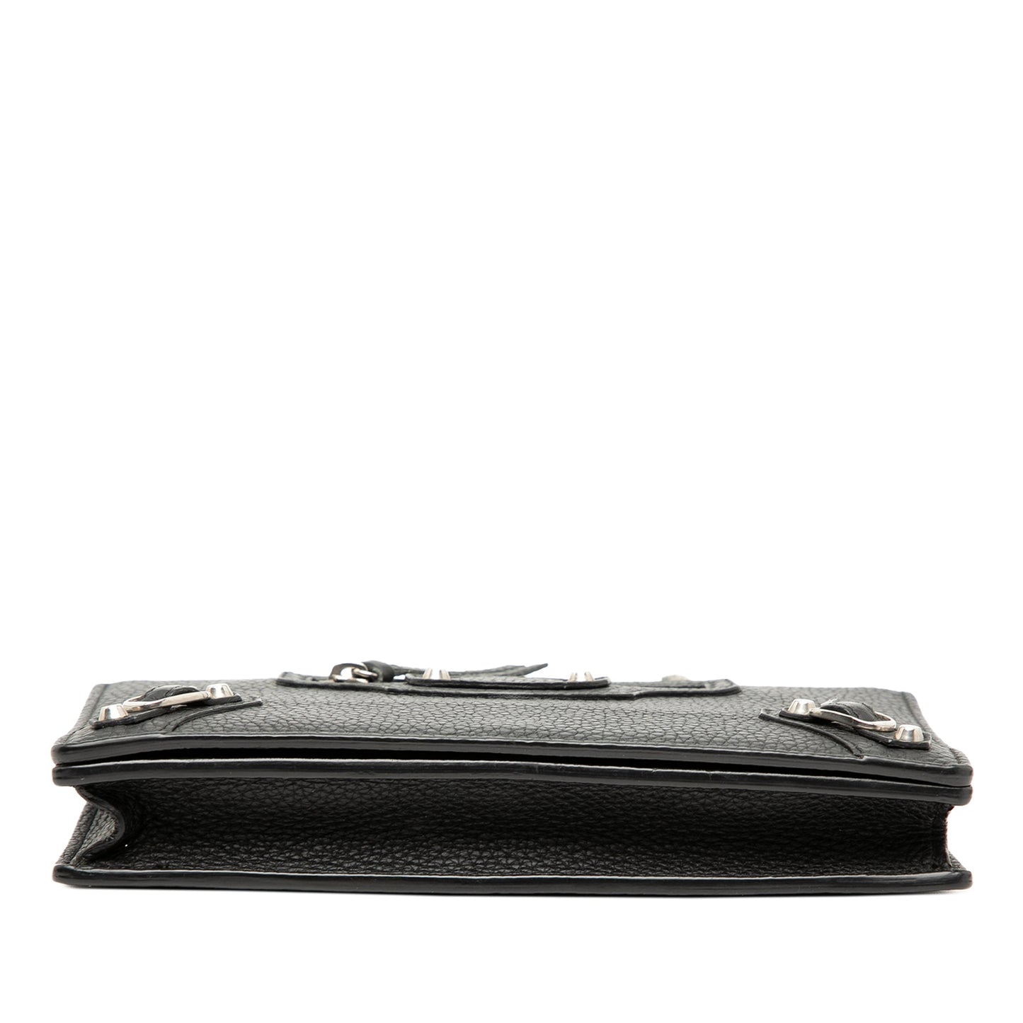 Balenciaga Calfskin Metal Plate City Wallet on Chain