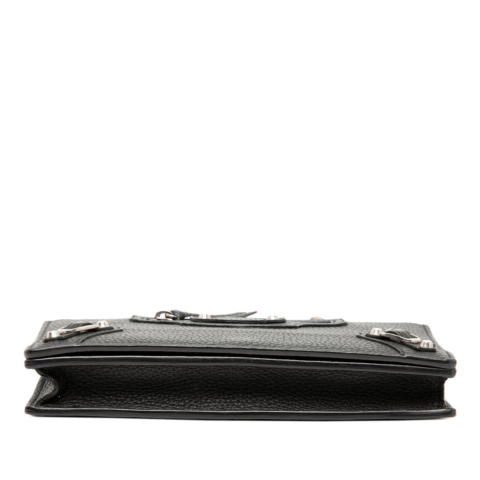 Balenciaga Calfskin Metal Plate City Wallet on Chain