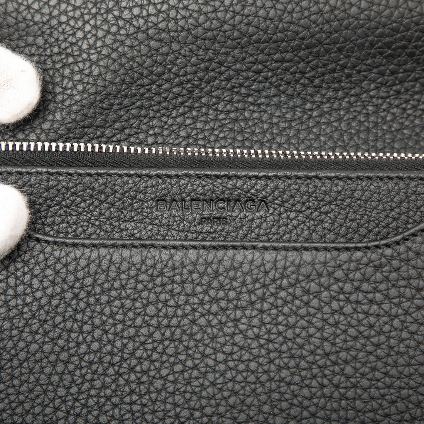 Balenciaga Calfskin Metal Plate City Wallet on Chain
