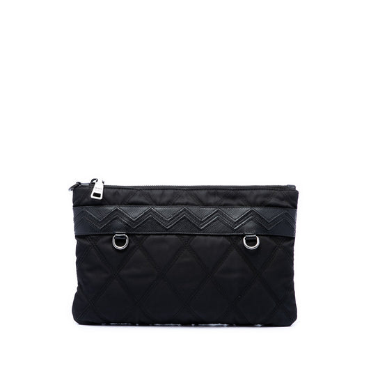 Prada Saffiano Trimmed Tessuto Impunturato Clutch
