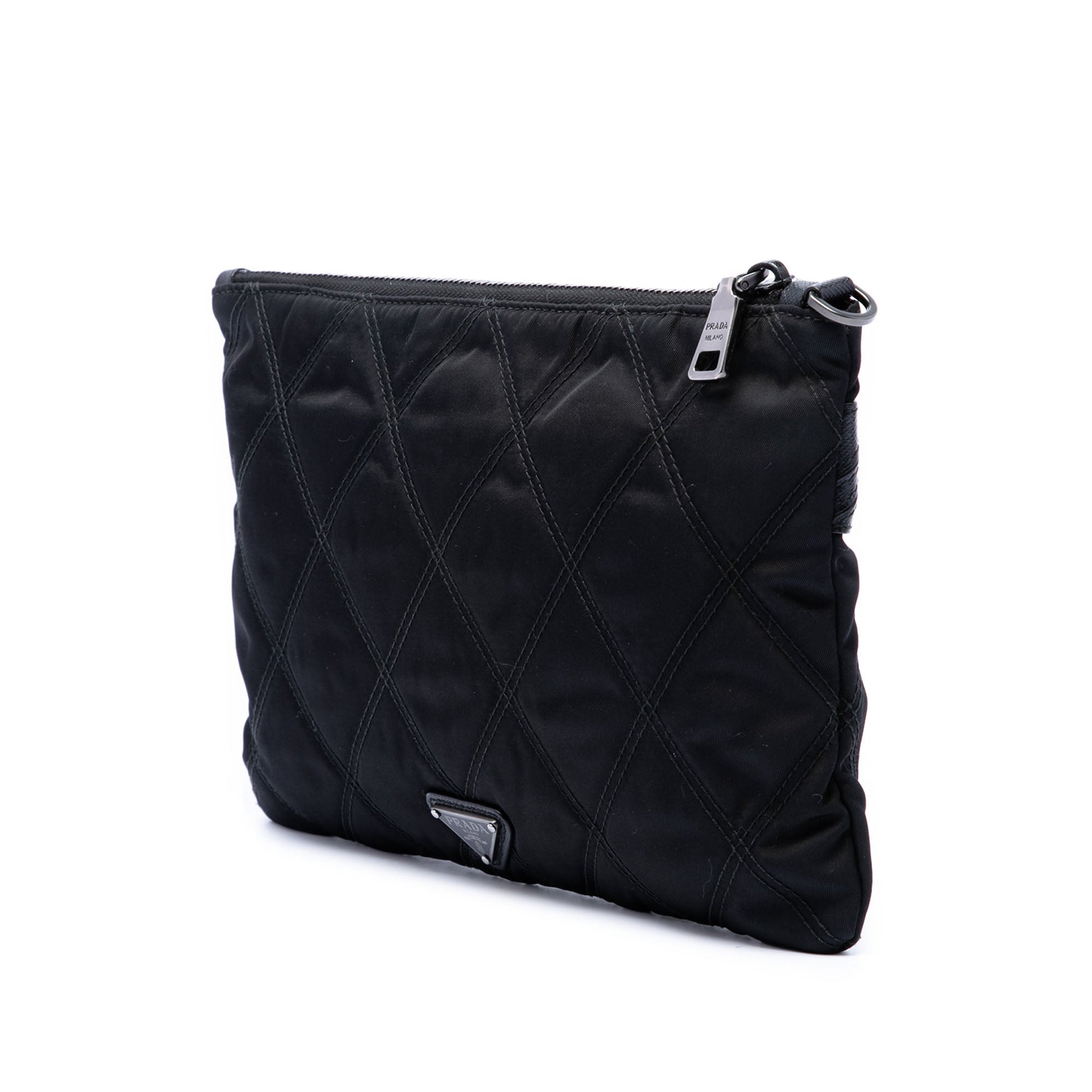 Prada Saffiano Trimmed Tessuto Impunturato Clutch