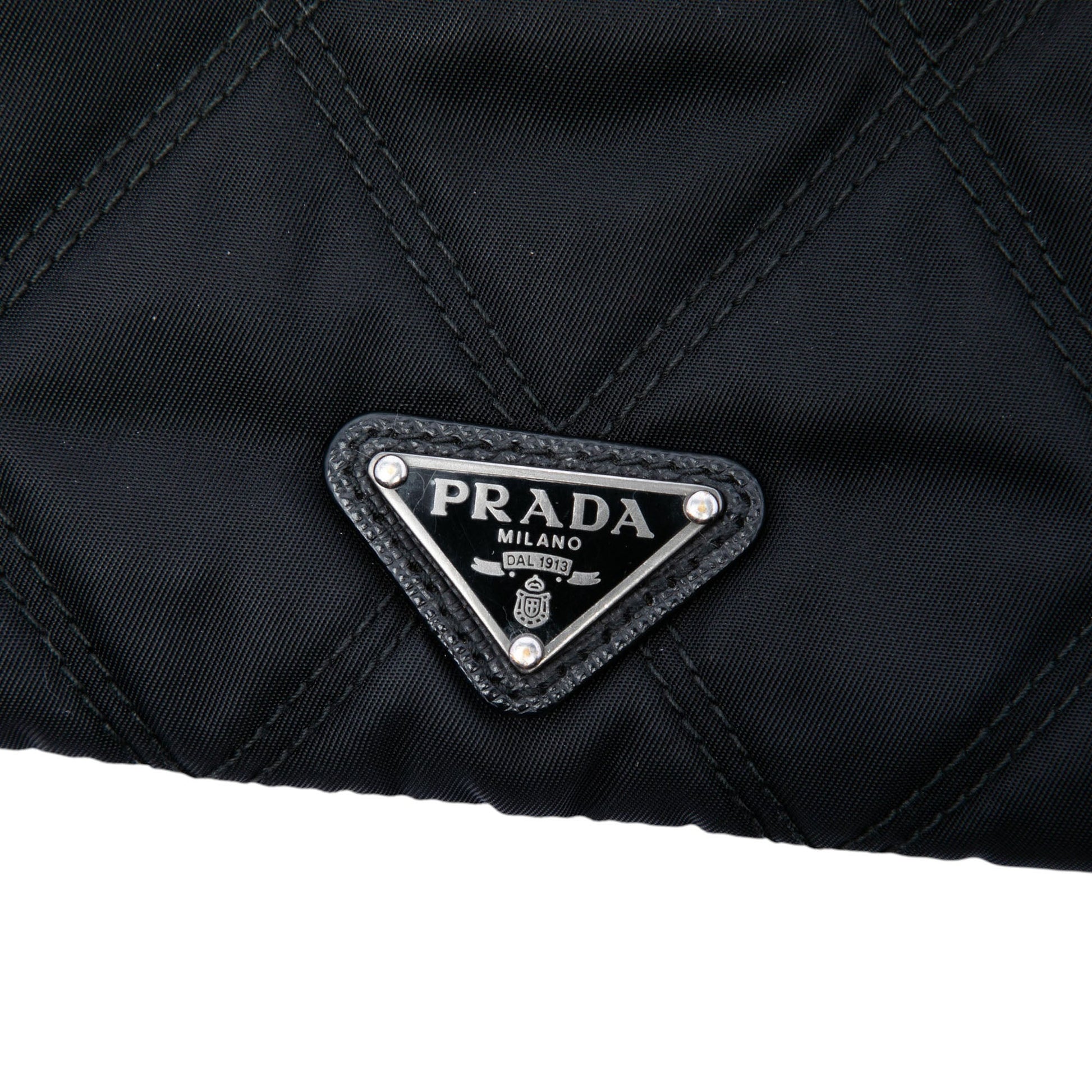 Prada Saffiano Trimmed Tessuto Impunturato Clutch
