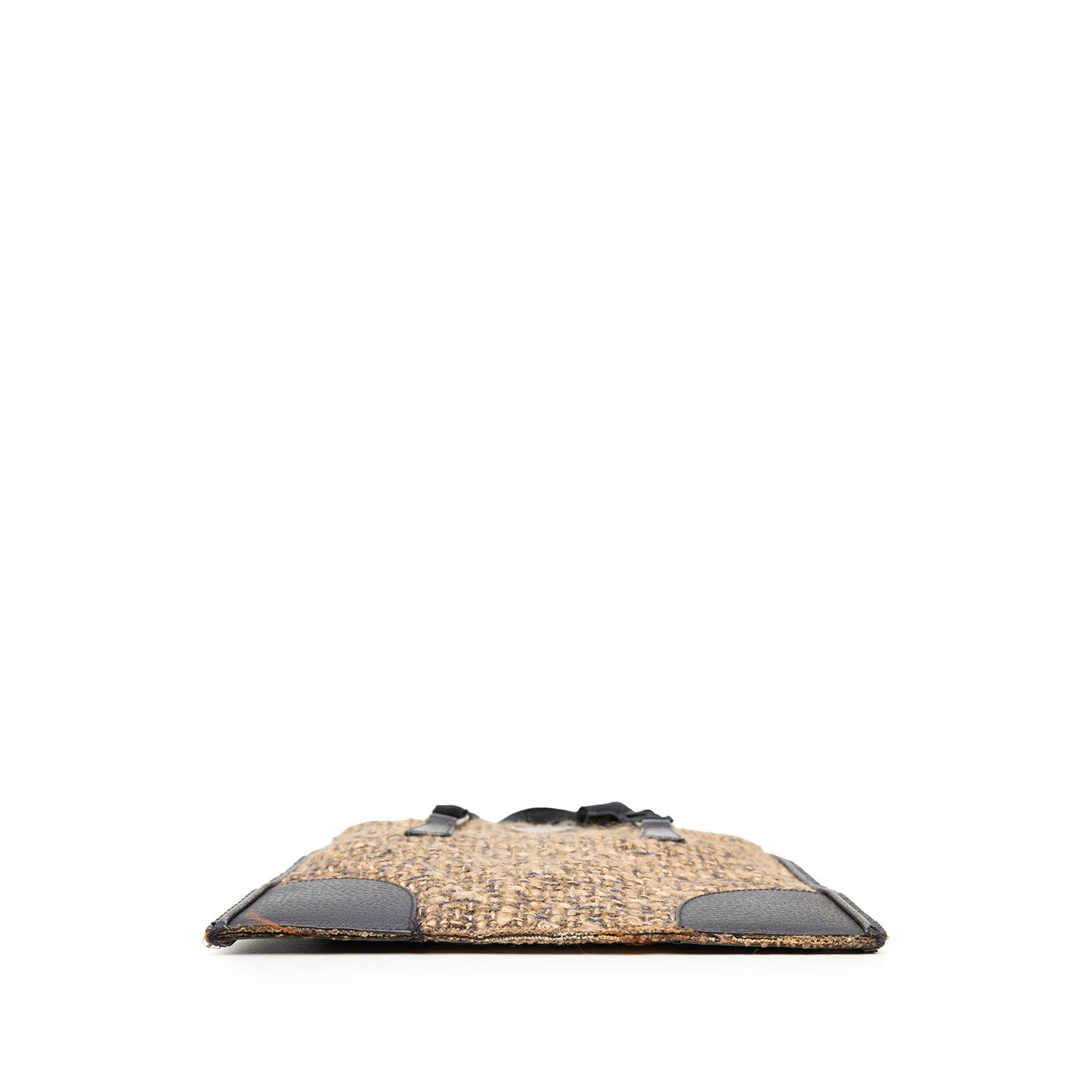 Prada Vitello Trimmed Tweed Flat Handbag