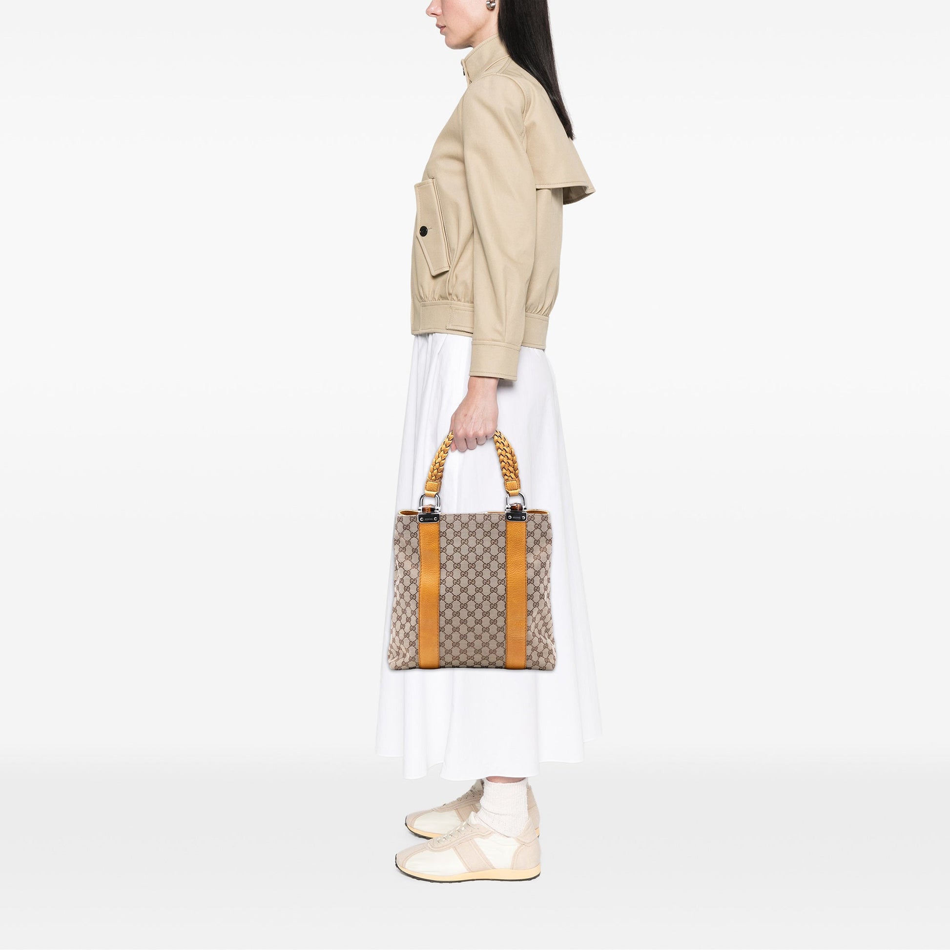 Gucci Large GG Canvas Bamboo Libeccio Tote