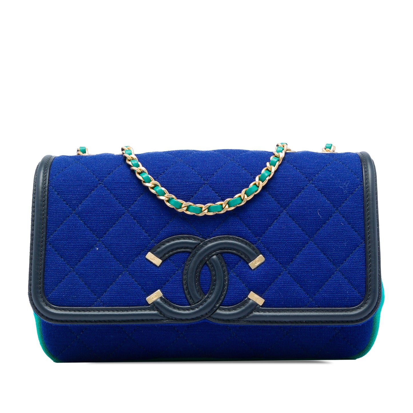 Chanel Small Tricolor Jersey CC Filigree Flap