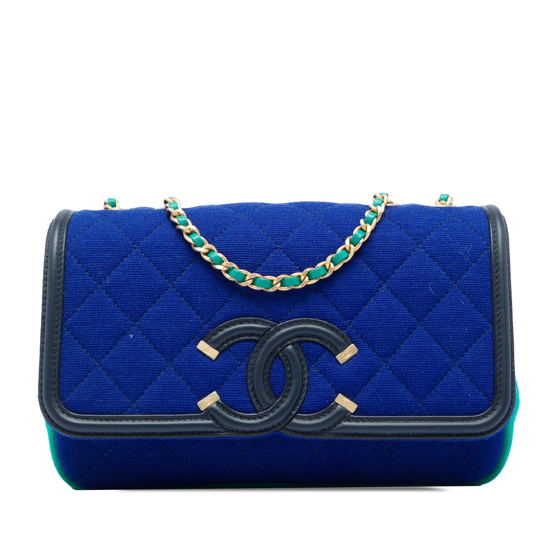 Chanel Small Tricolor Jersey CC Filigree Flap
