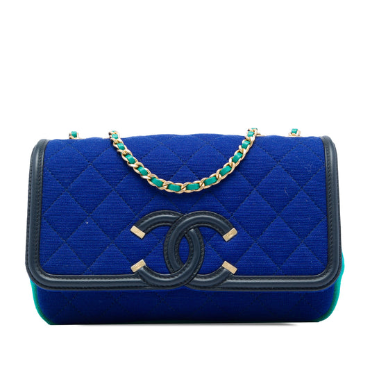Chanel Small Tricolor Jersey CC Filigree Flap