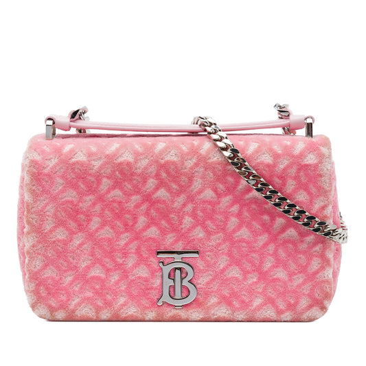 Burberry Small TB Monogram Terry Cloth Lola Satchel — Pink