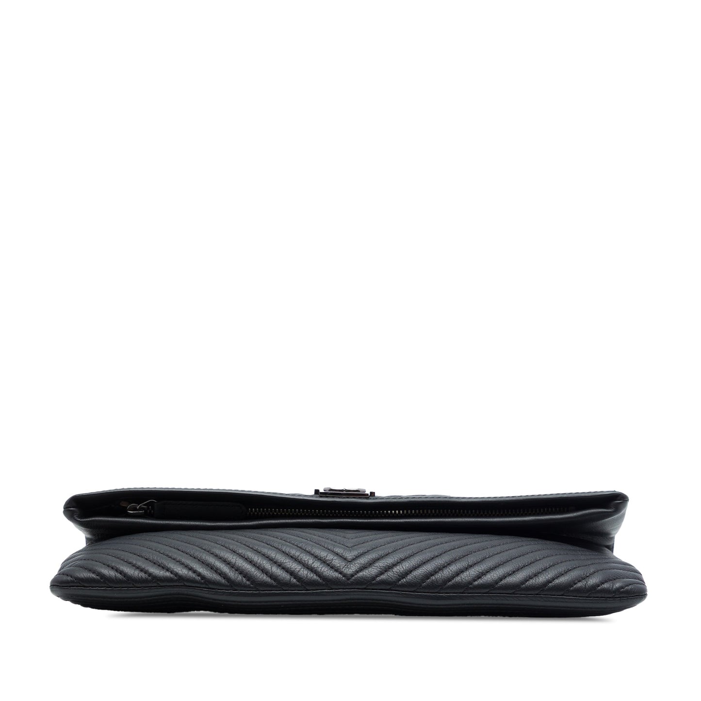Chanel Chevron Calfskin CC Beauty Boy Foldover Clutch