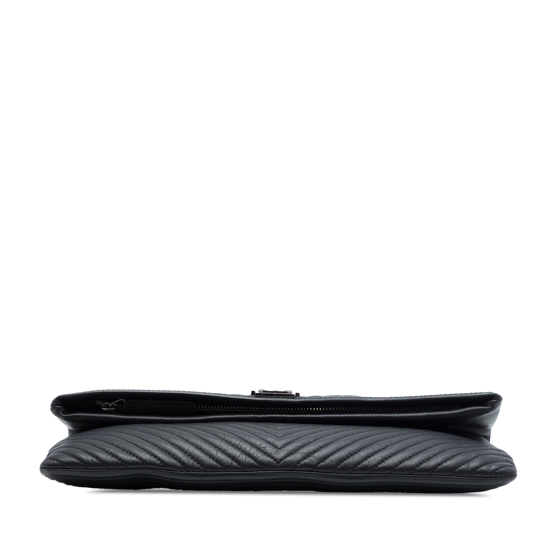 Chanel Chevron Calfskin CC Beauty Boy Foldover Clutch