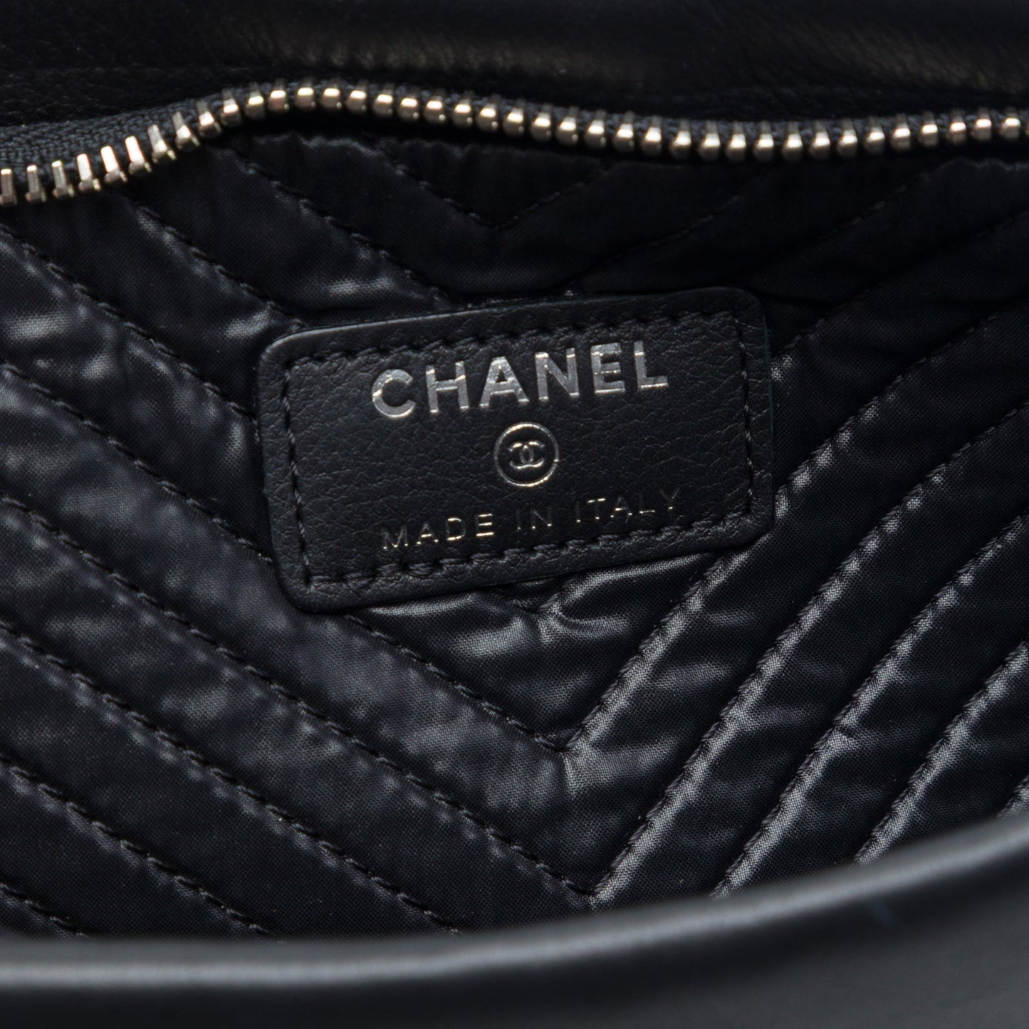 Chanel Chevron Calfskin CC Beauty Boy Foldover Clutch