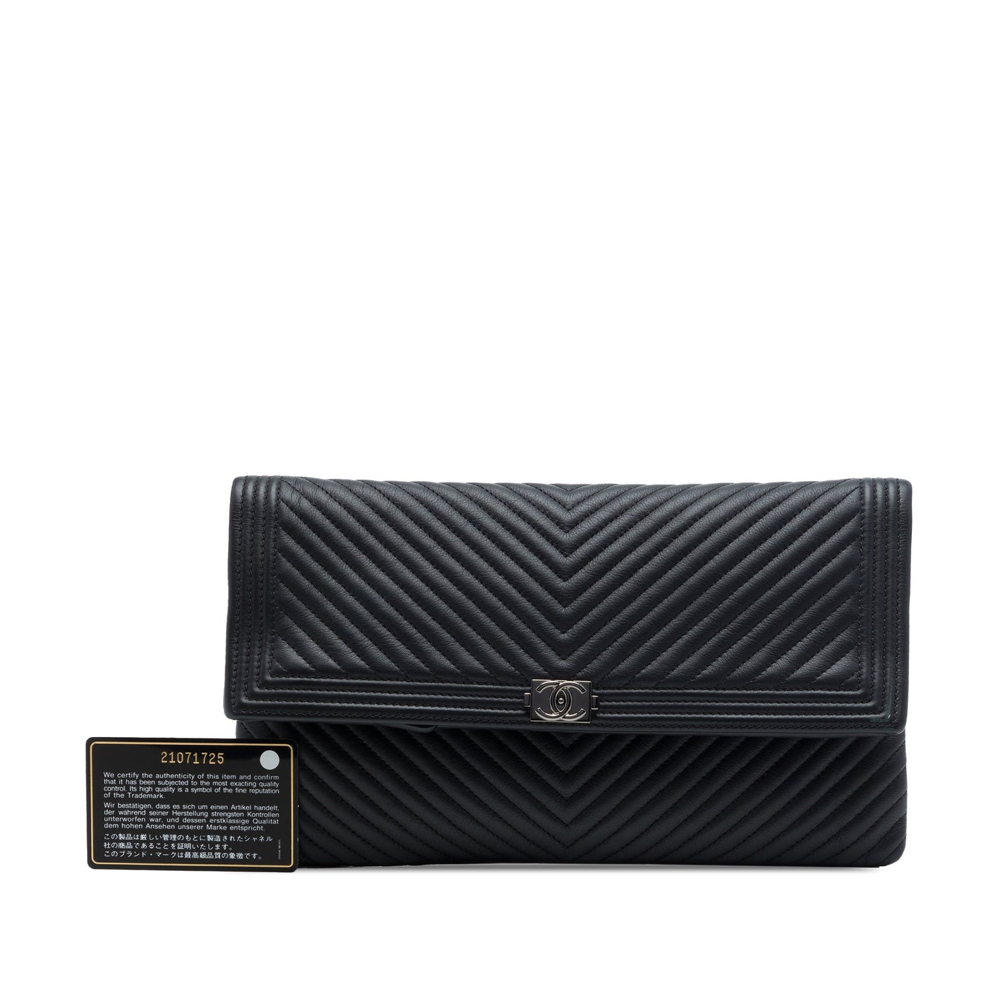 Chanel Chevron Calfskin CC Beauty Boy Foldover Clutch