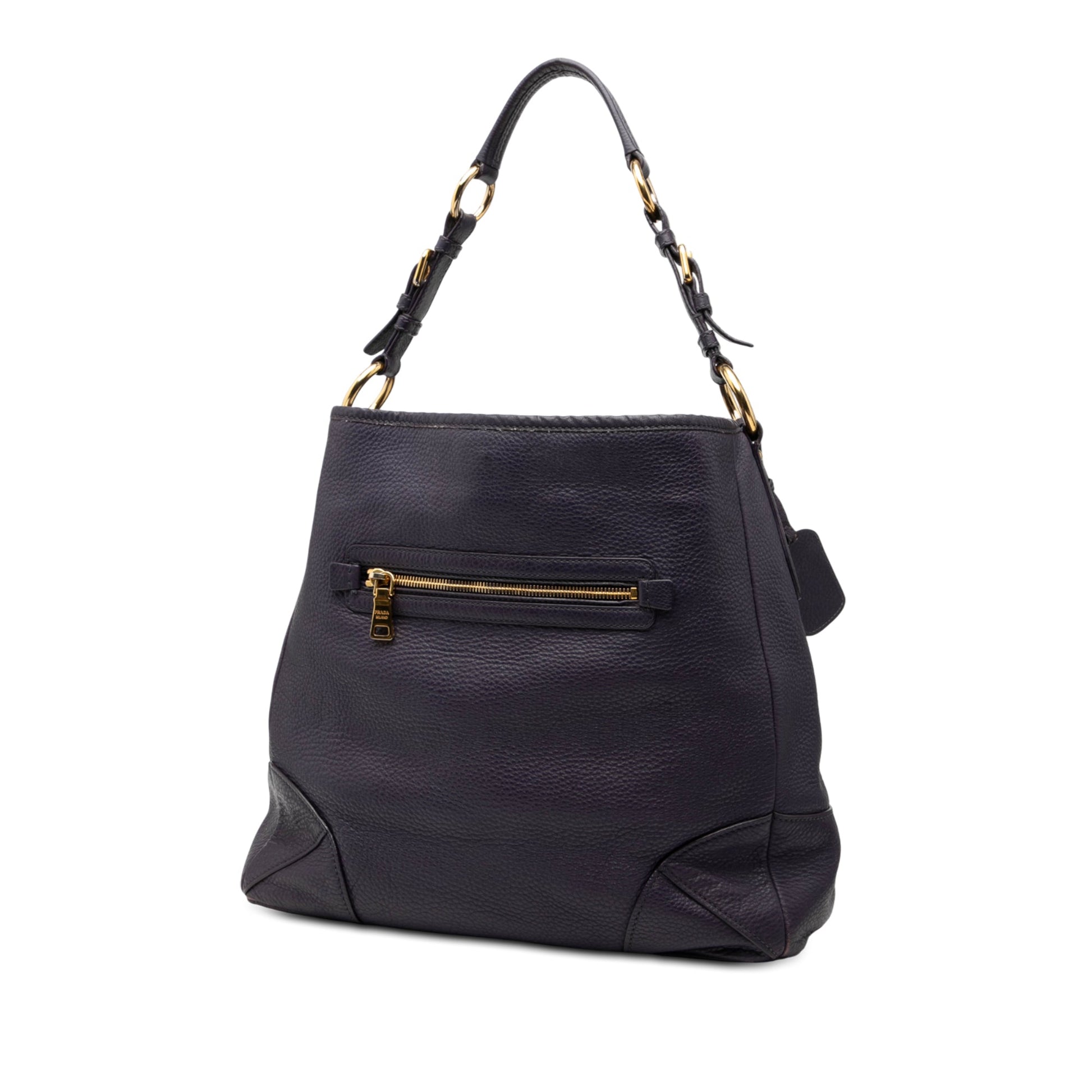 Prada Vitello Daino Front Zip Hobo