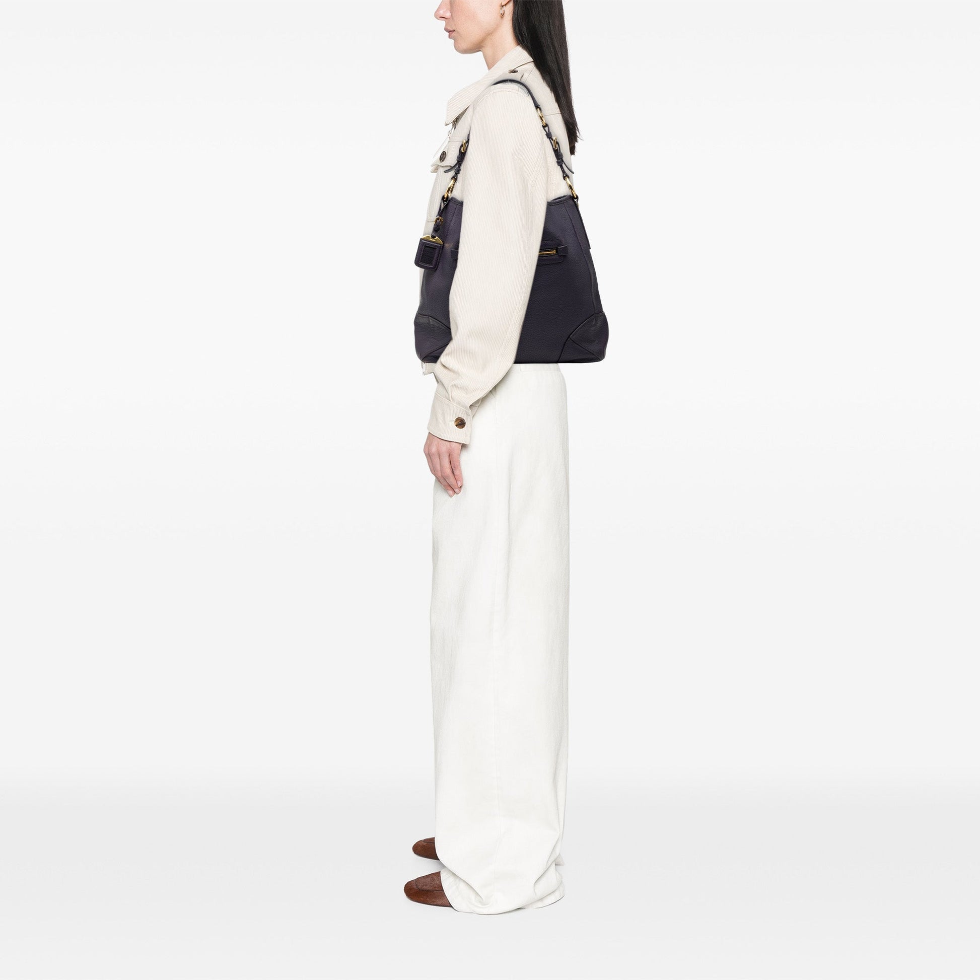 Prada Vitello Daino Front Zip Hobo