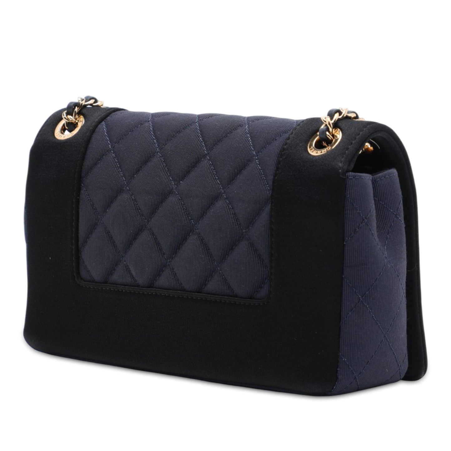 Chanel Small Bicolor Quilted Grosgrain Satin Small Mademoiselle Double Flap