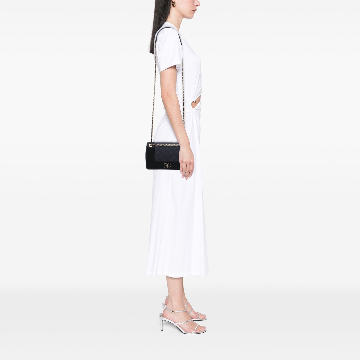 Chanel Small Bicolor Quilted Grosgrain Satin Small Mademoiselle Double Flap
