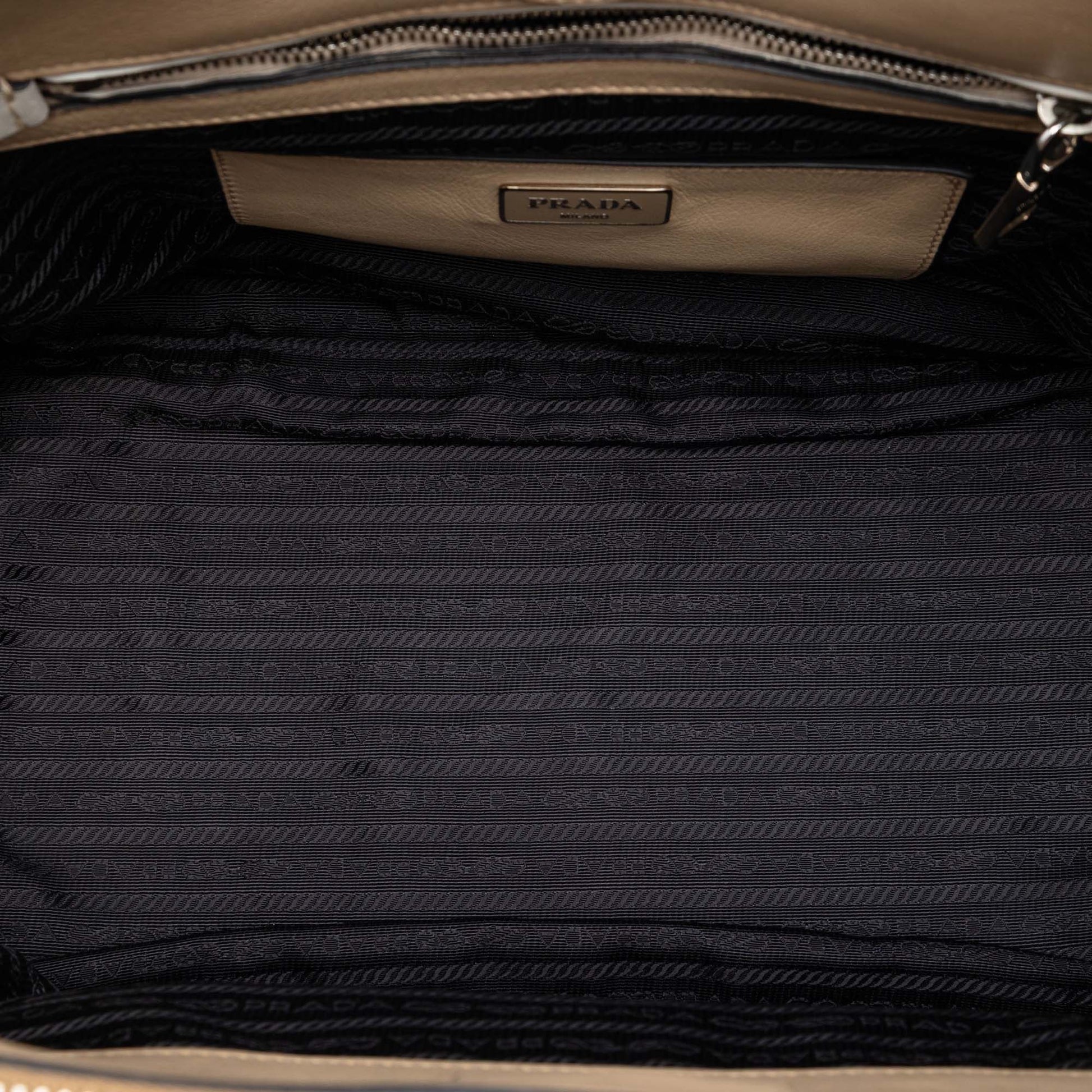 Prada Bicolor Glace Calf Twin Pocket Double Handle Satchel