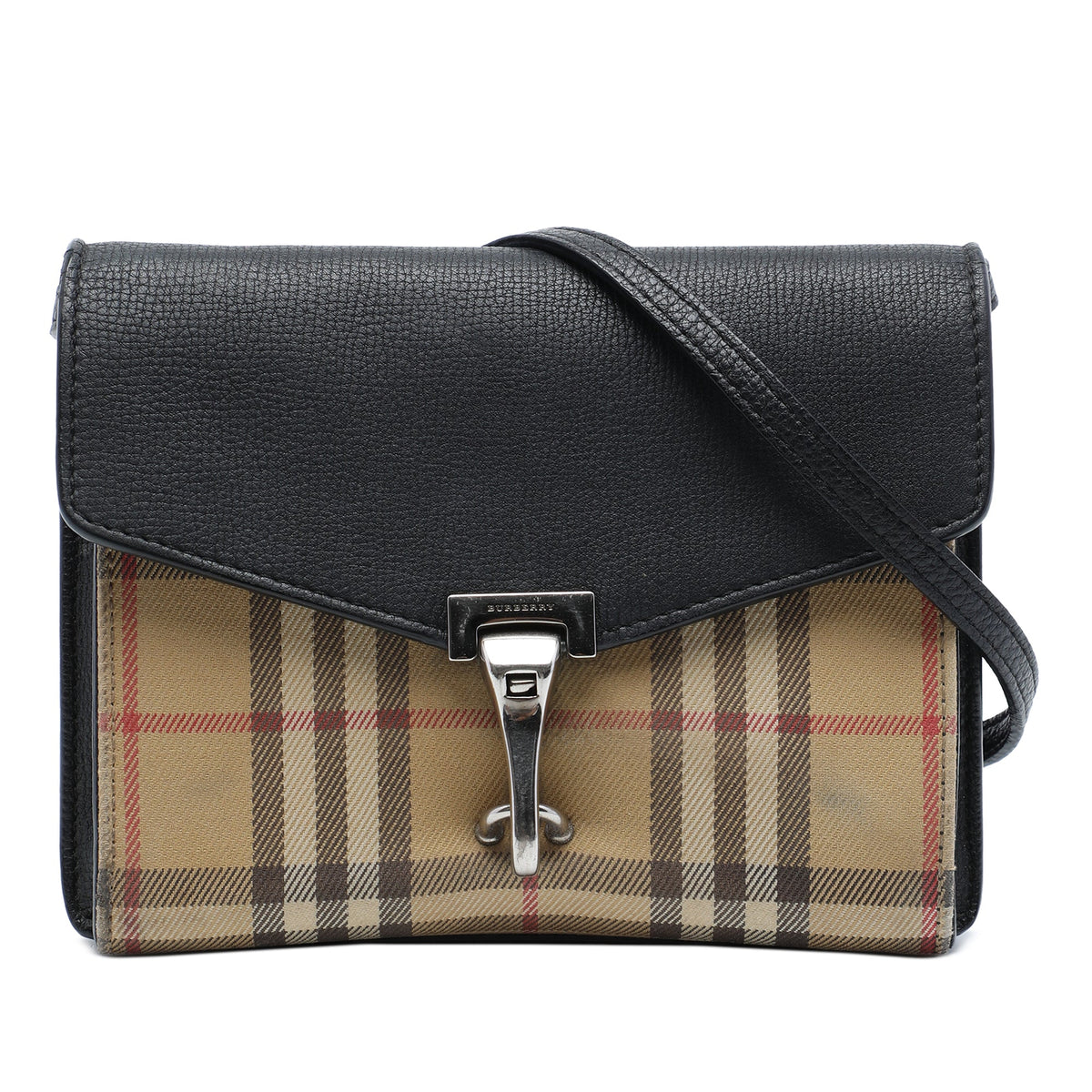 Burberry Small Leather and House Check Canvas Derby Macken Crossbody