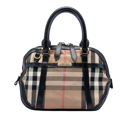 Burberry Small Leather Trimmed House Check Canvas Bridle Orchard Satchel
