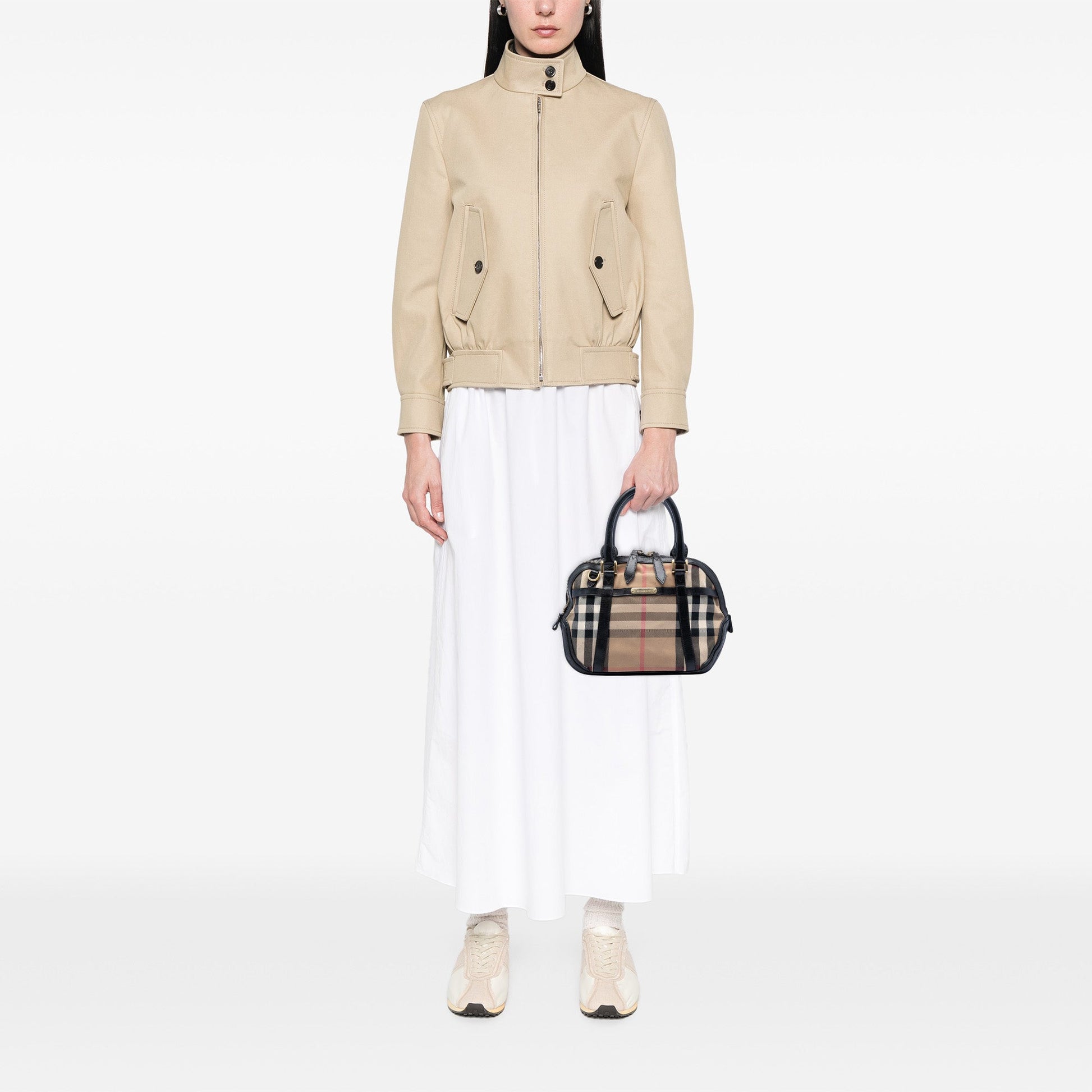 Burberry Small Leather Trimmed House Check Canvas Bridle Orchard Satchel