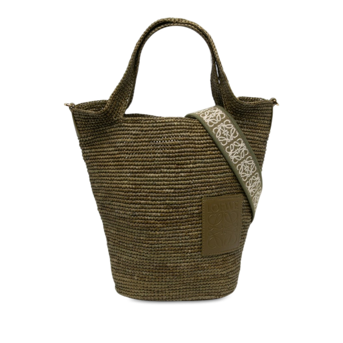 LOEWE Mini Raffia Slit Satchel — Green
