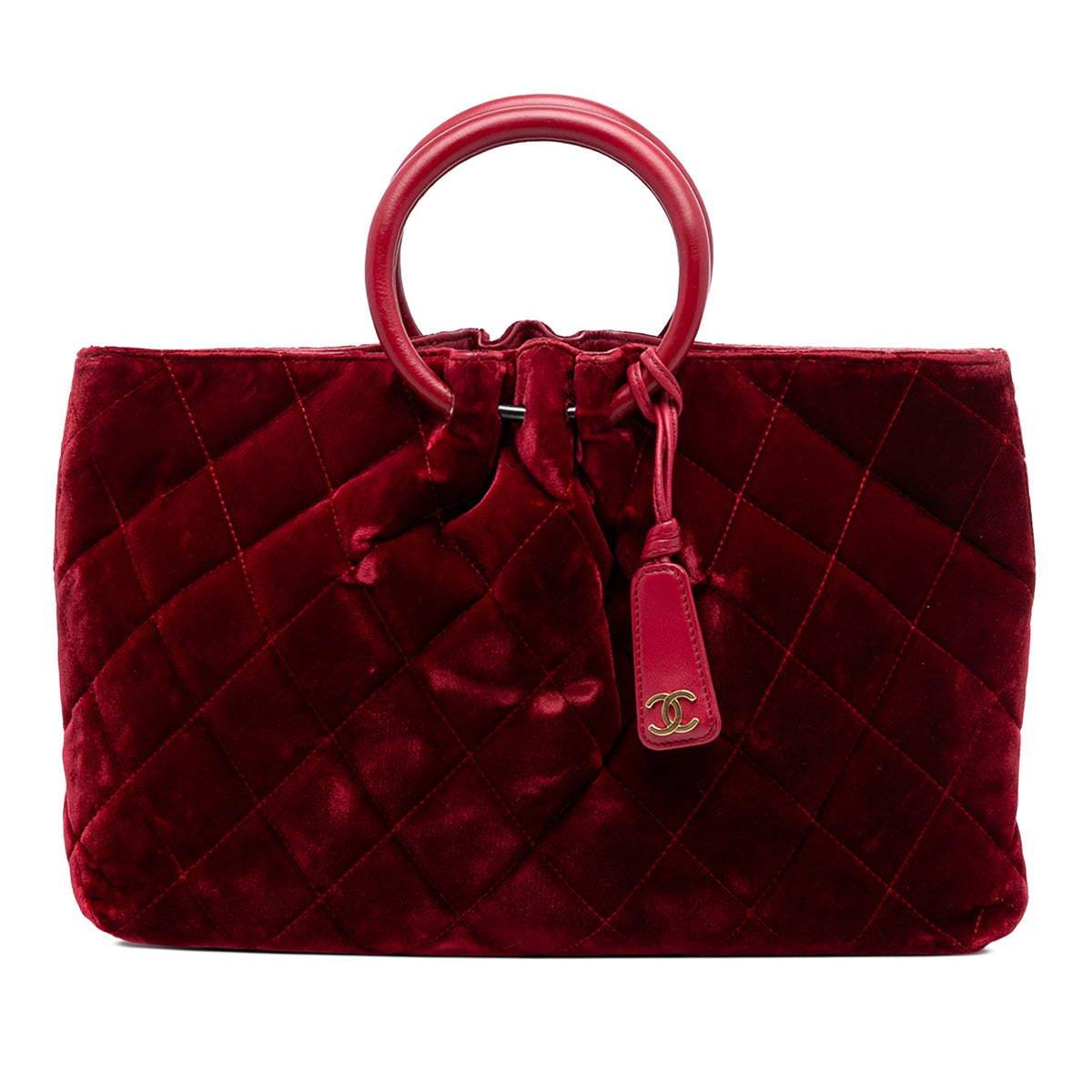 Chanel CC Quilted Velvet Top Handle Bag
