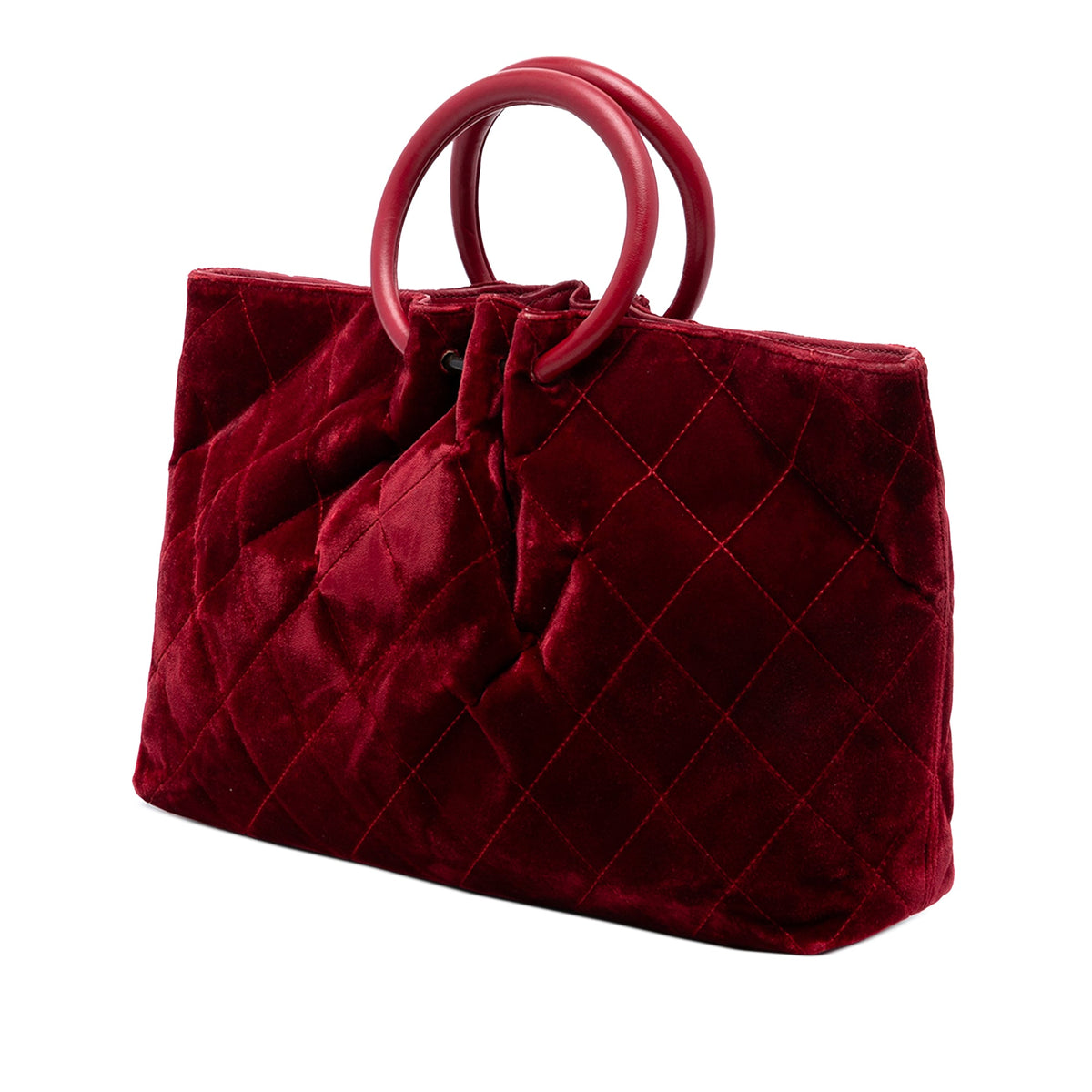Chanel CC Quilted Velvet Top Handle Bag