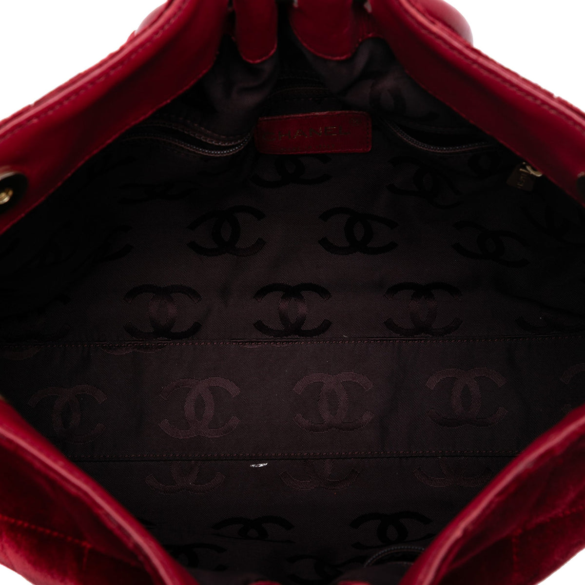 Chanel CC Quilted Velvet Top Handle Bag