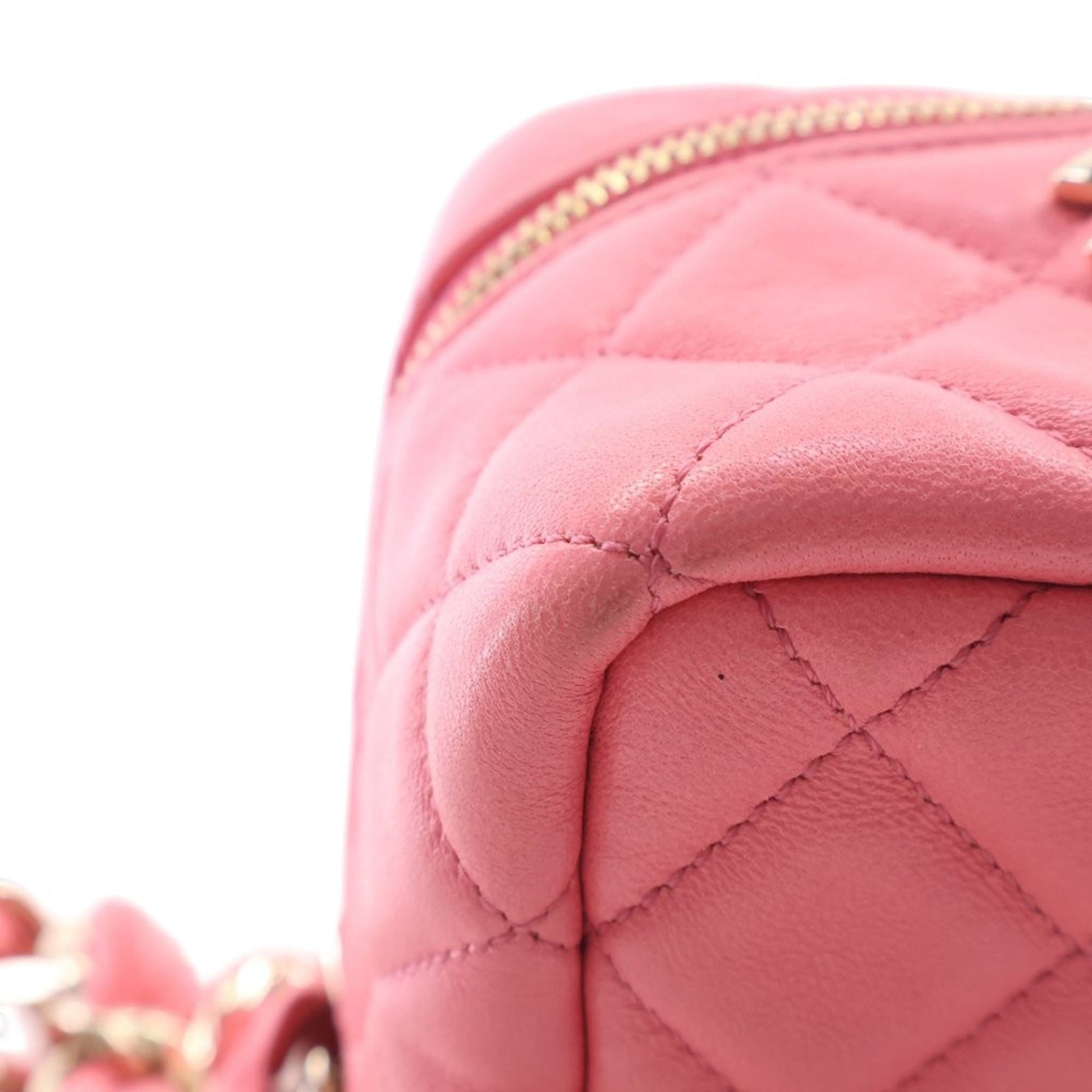 Chanel Quilted Lambskin Cube Chain Wristlet Case