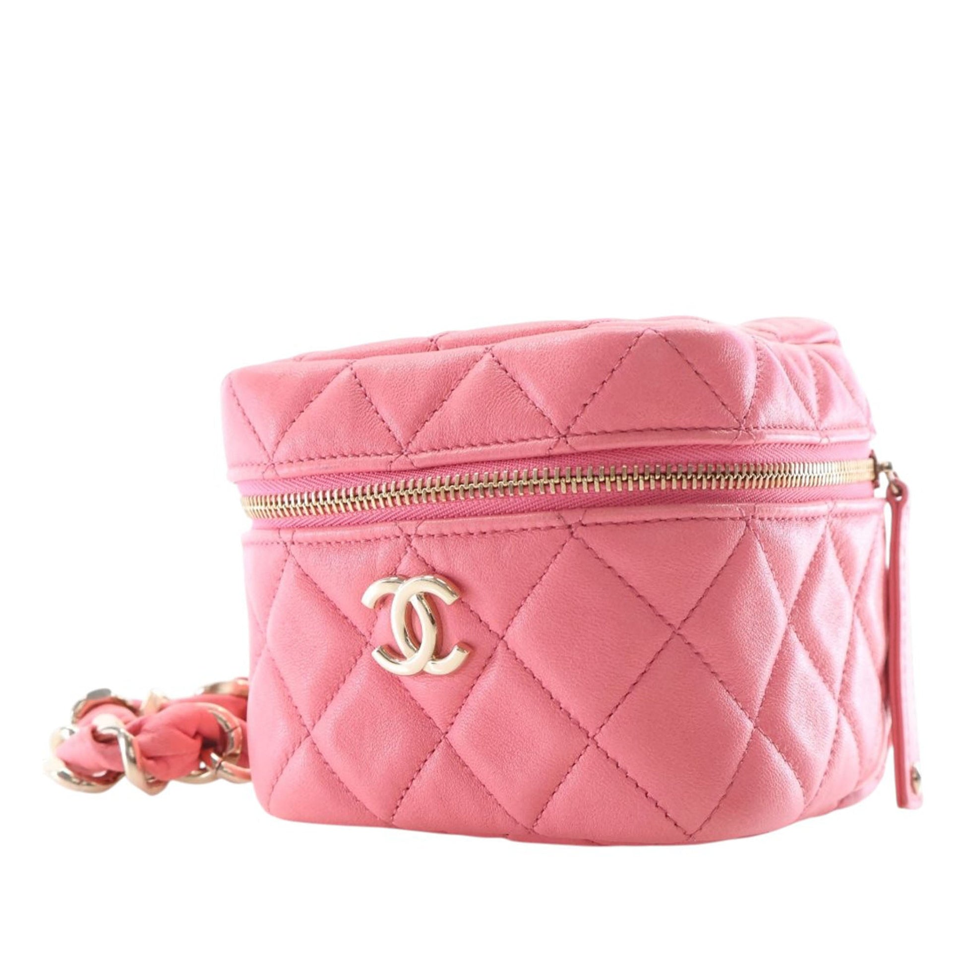 Chanel Quilted Lambskin Cube Chain Wristlet Case