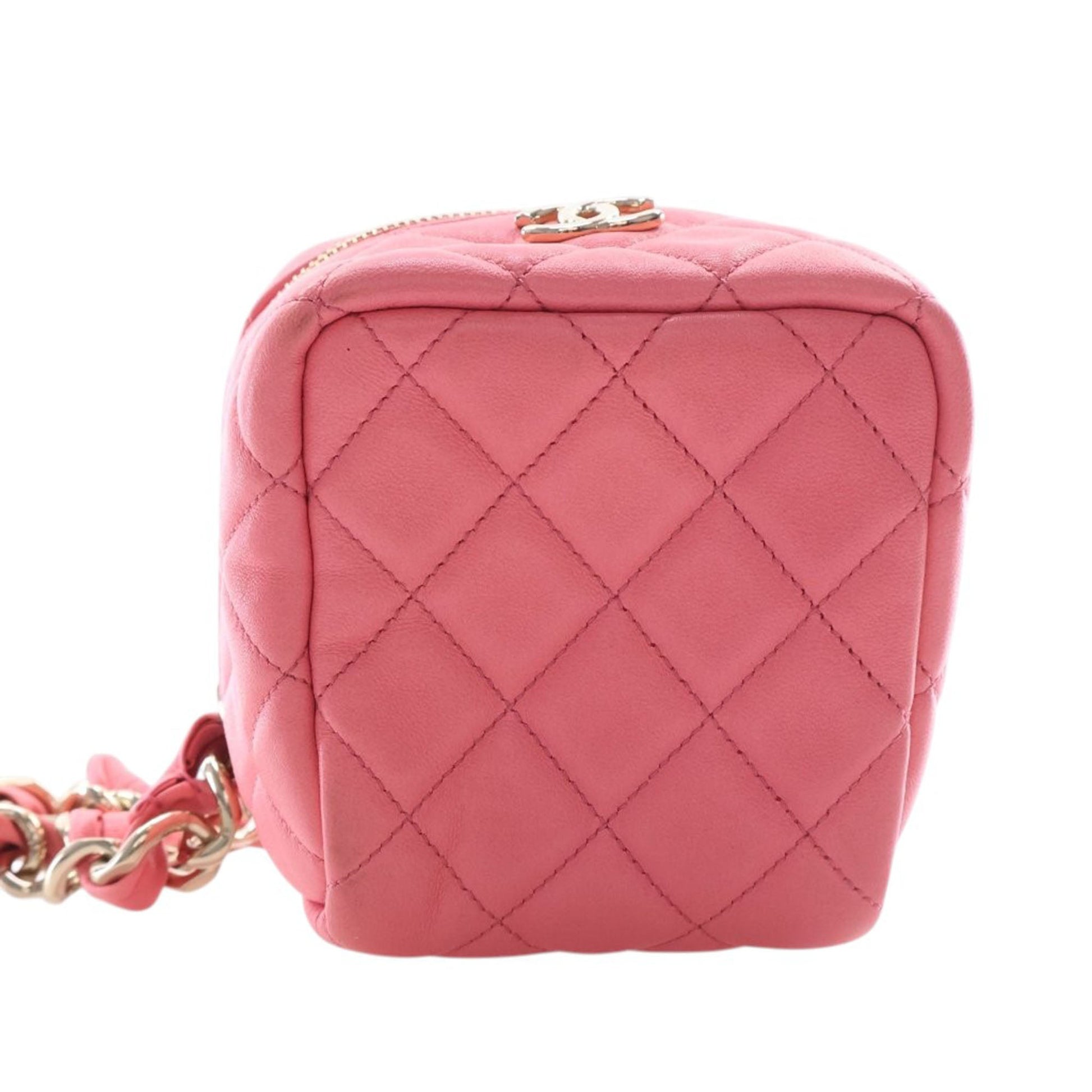 Chanel Quilted Lambskin Cube Chain Wristlet Case