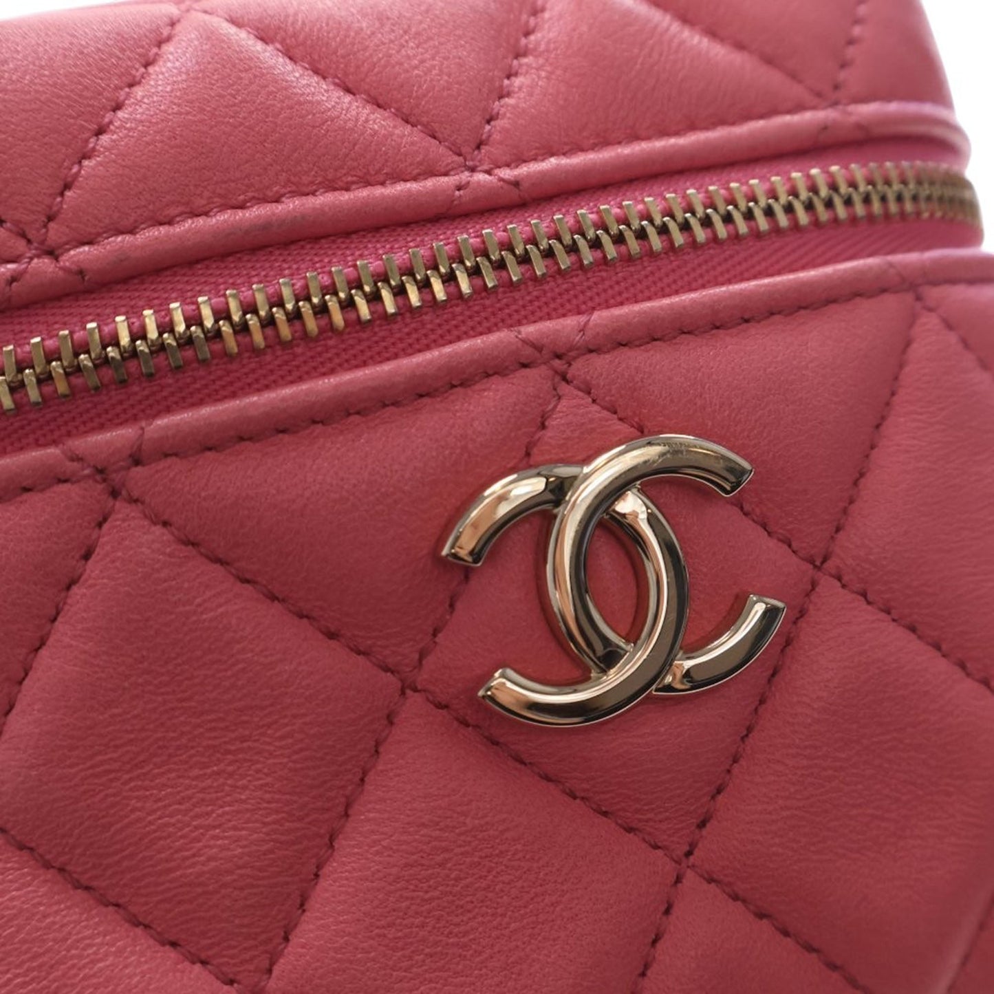 Chanel Quilted Lambskin Cube Chain Wristlet Case