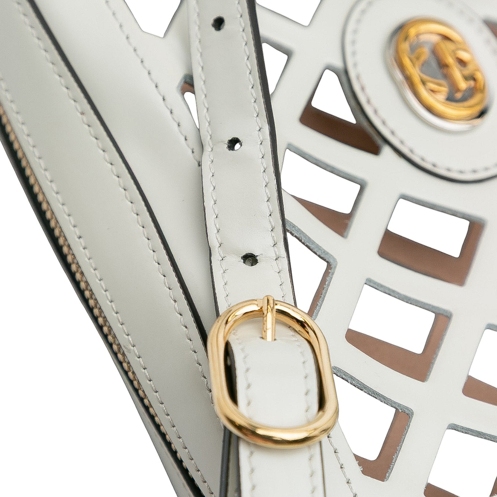 Gucci Cutout Leather and Flora Canvas Infinity Crossbody