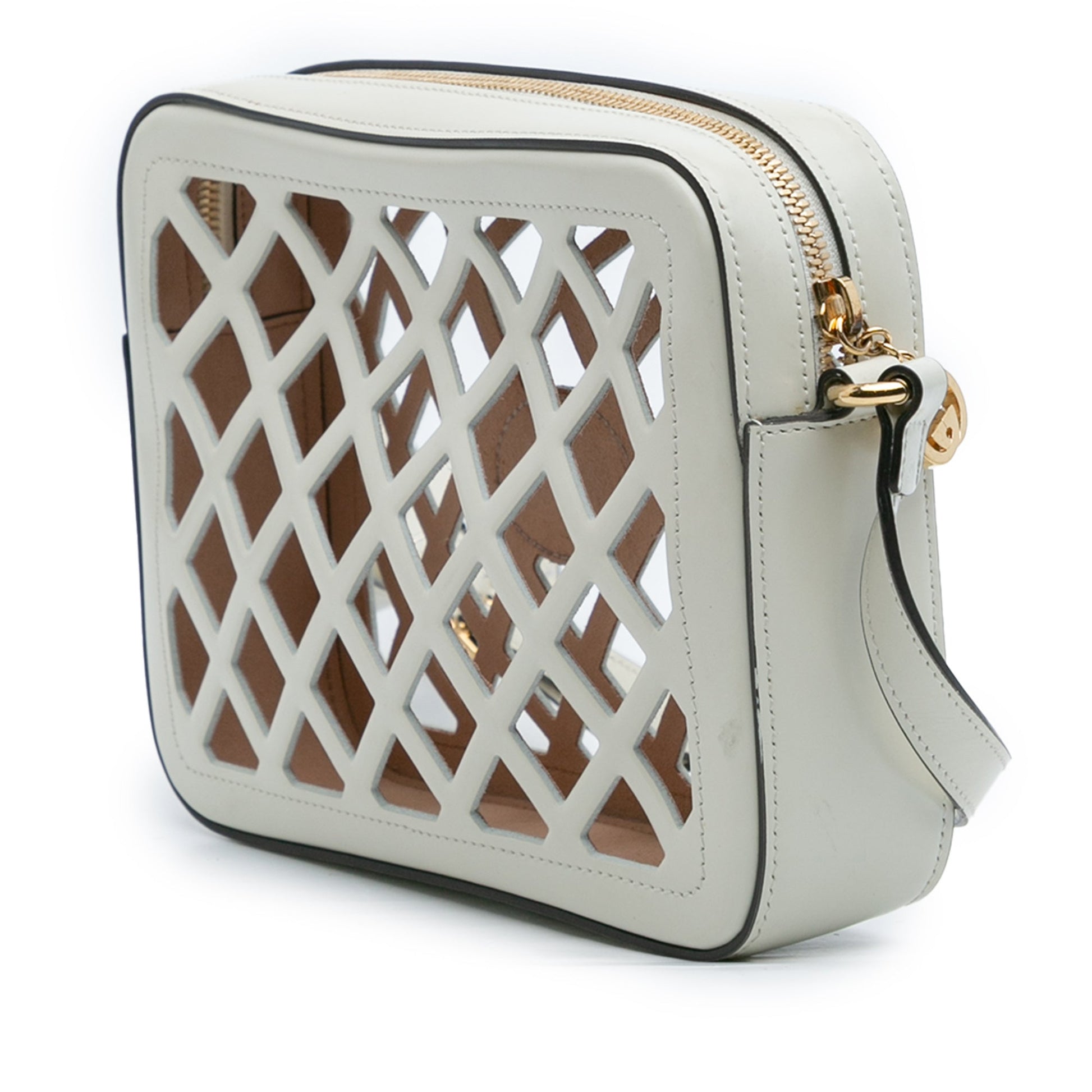 Gucci Cutout Leather and Flora Canvas Infinity Crossbody