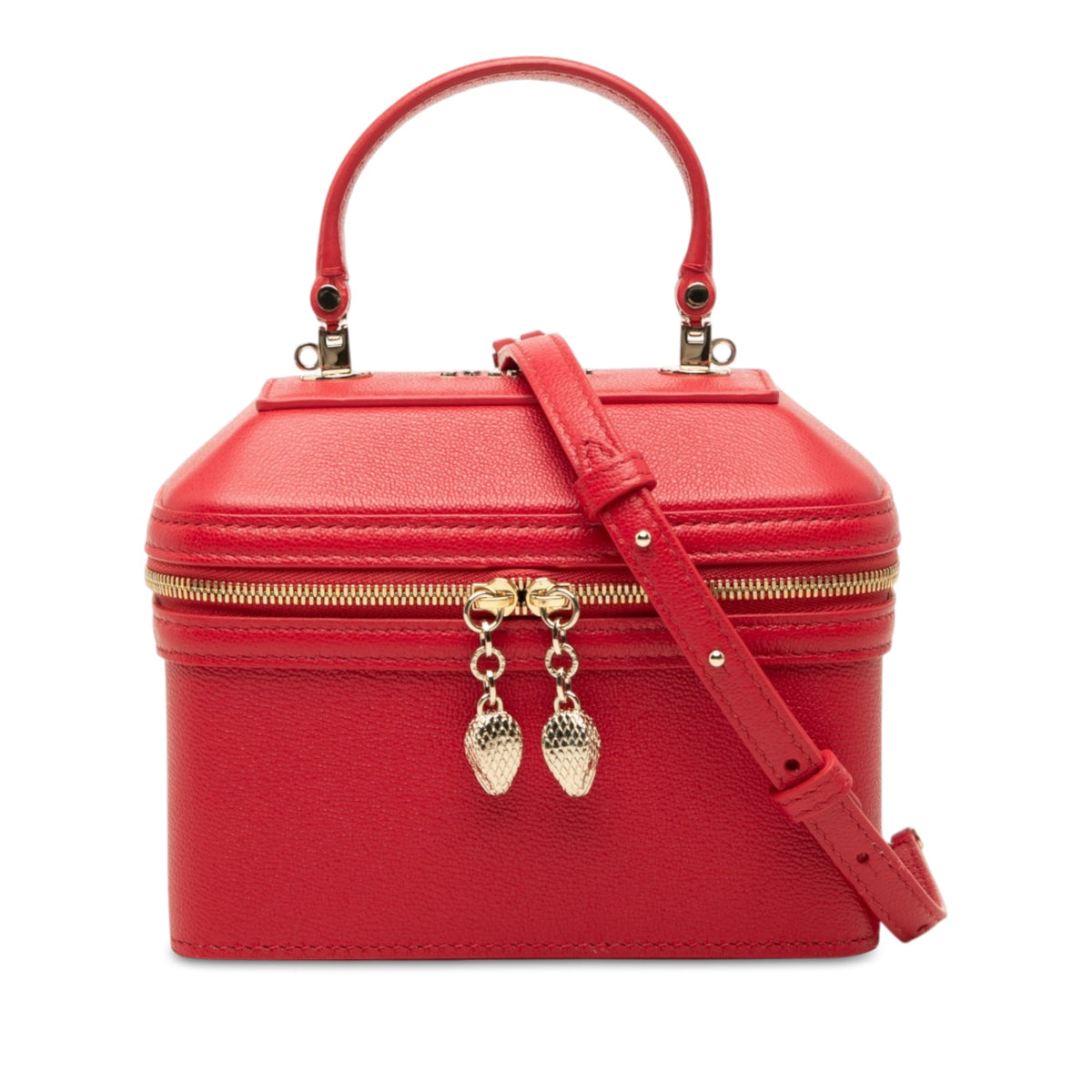 Bvlgari Leather Serpenti Forever Vanity Bag — Red