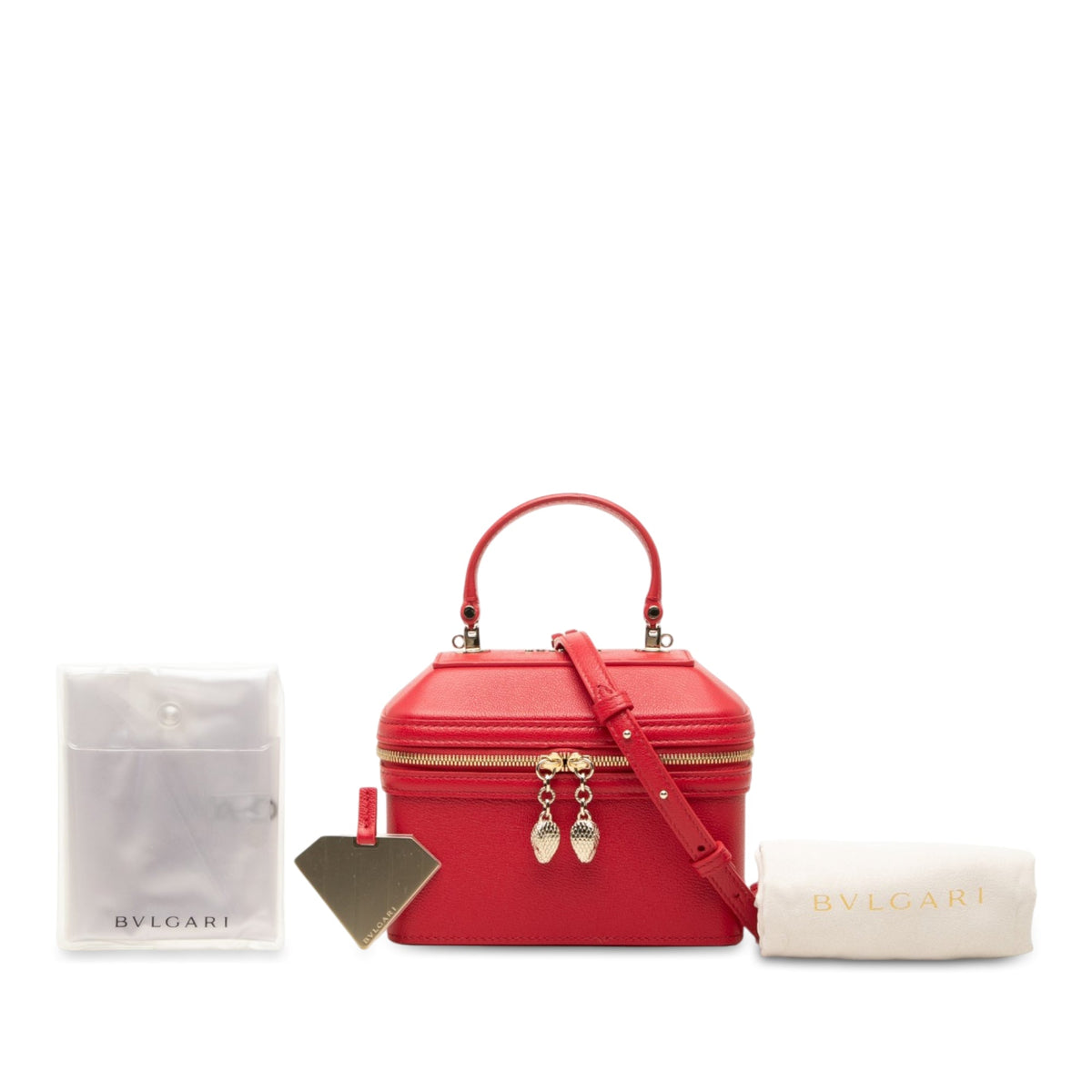 Bvlgari Leather Serpenti Forever Vanity Bag — Red