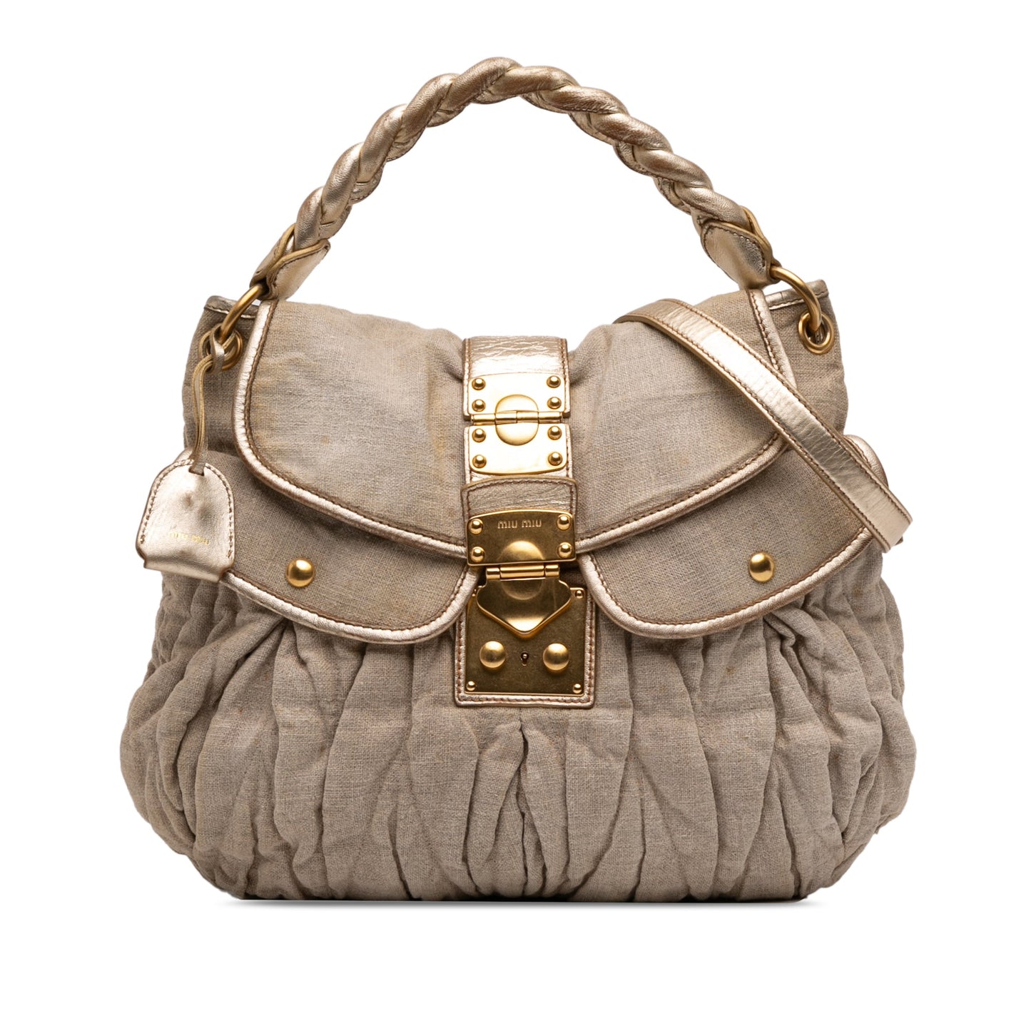 Miu Miu Matelasse Canvas Coffer Satchel