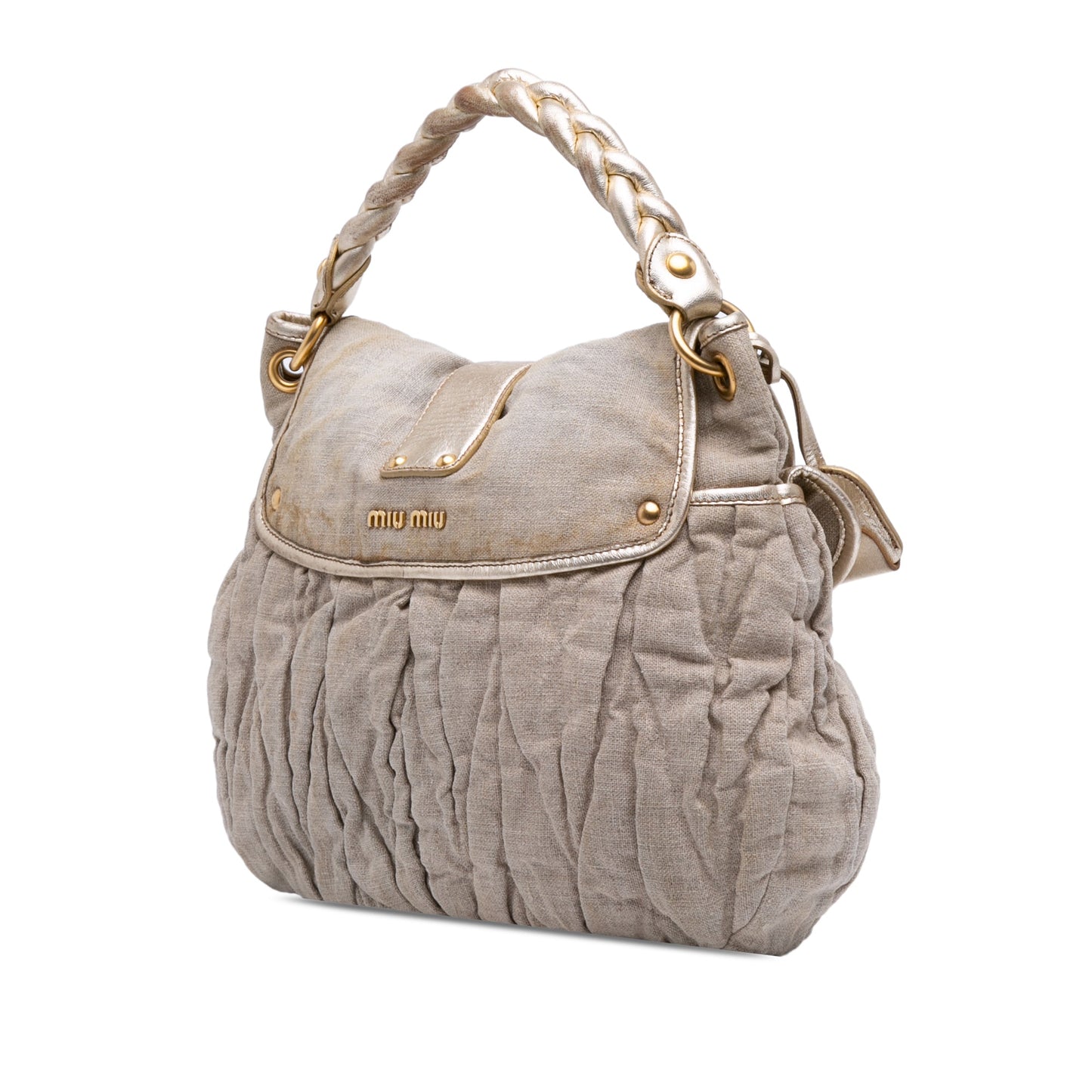 Miu Miu Matelasse Canvas Coffer Satchel