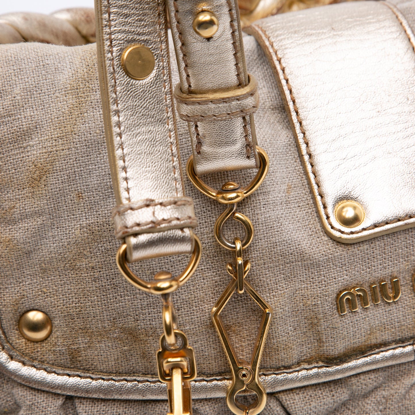 Miu Miu Matelasse Canvas Coffer Satchel