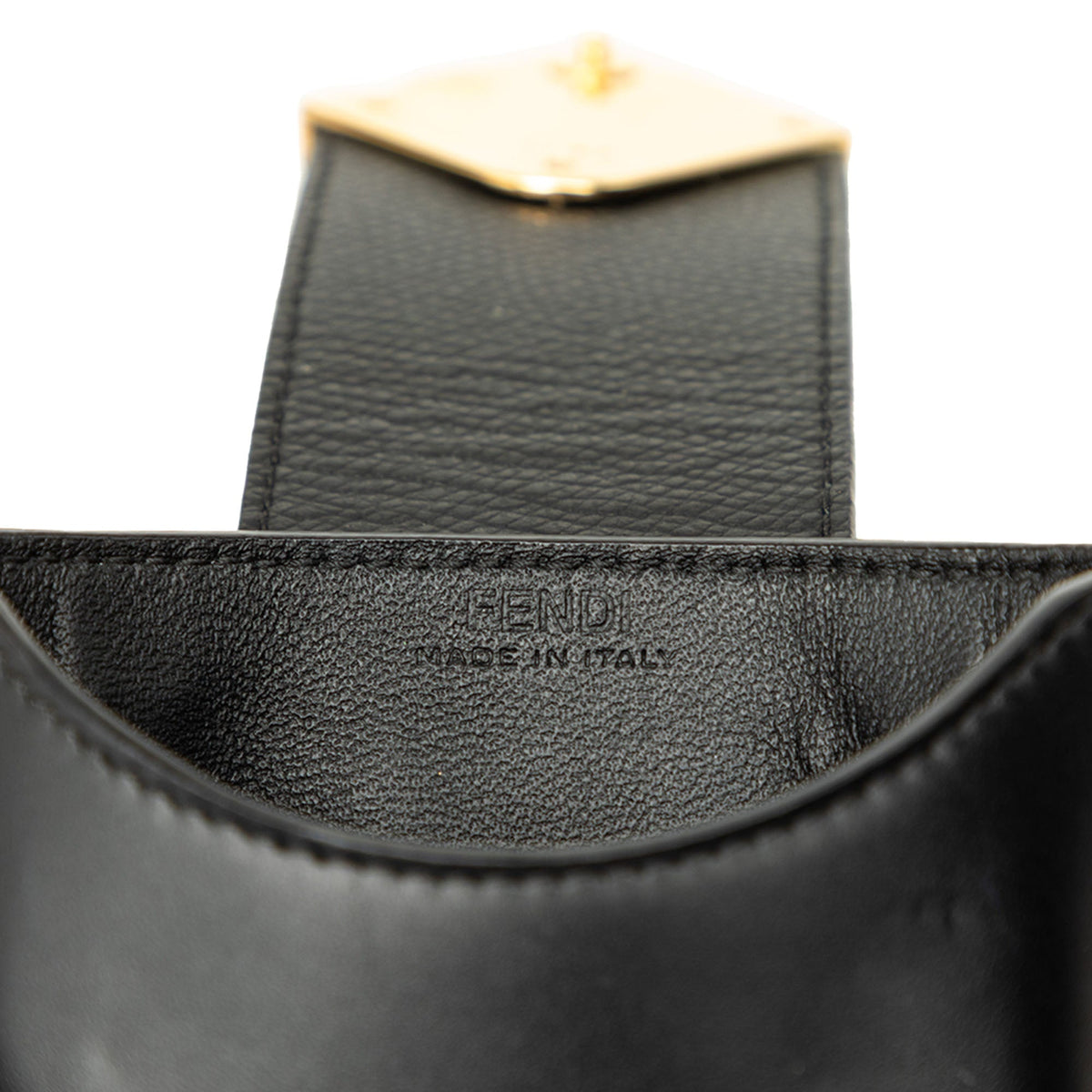 Fendi Leather FF Diamond Phone Case Crossbody — Black