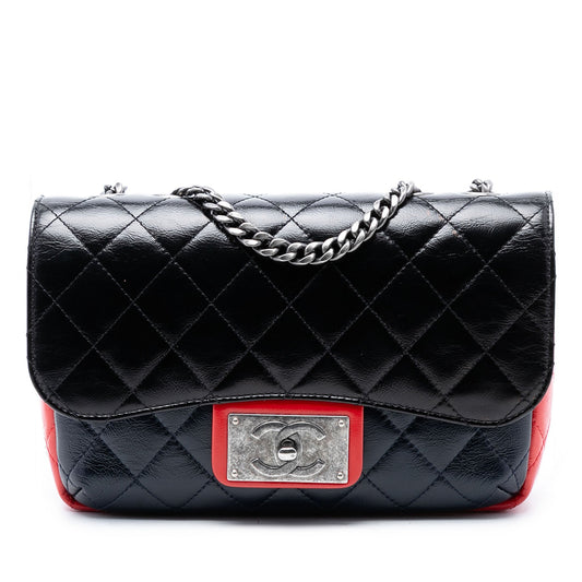 Chanel Medium Tricolor Quilted Glazed Calfskin CC Plate Flap
