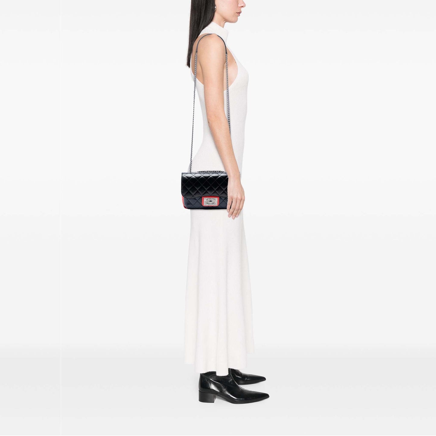 Chanel Medium Tricolor Quilted Glazed Calfskin CC Plate Flap