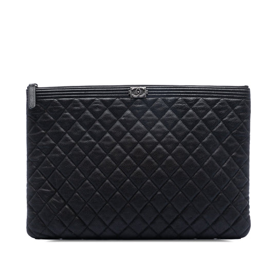 Chanel Large Quilted Caviar Boy O Case Clutch