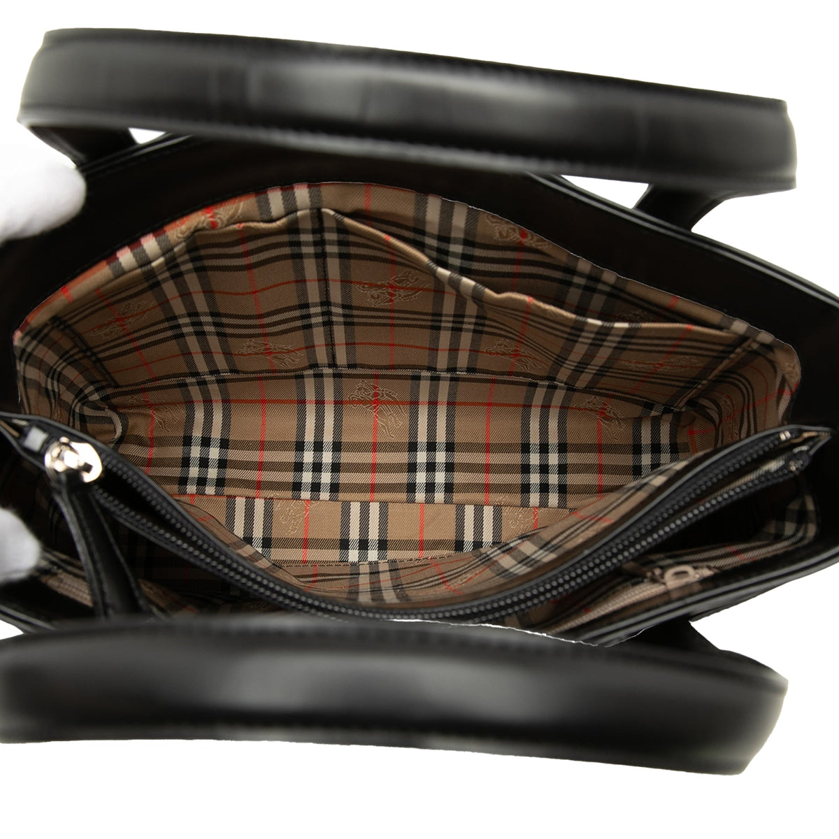 Burberry House Check Trimmed Leather Handbag
